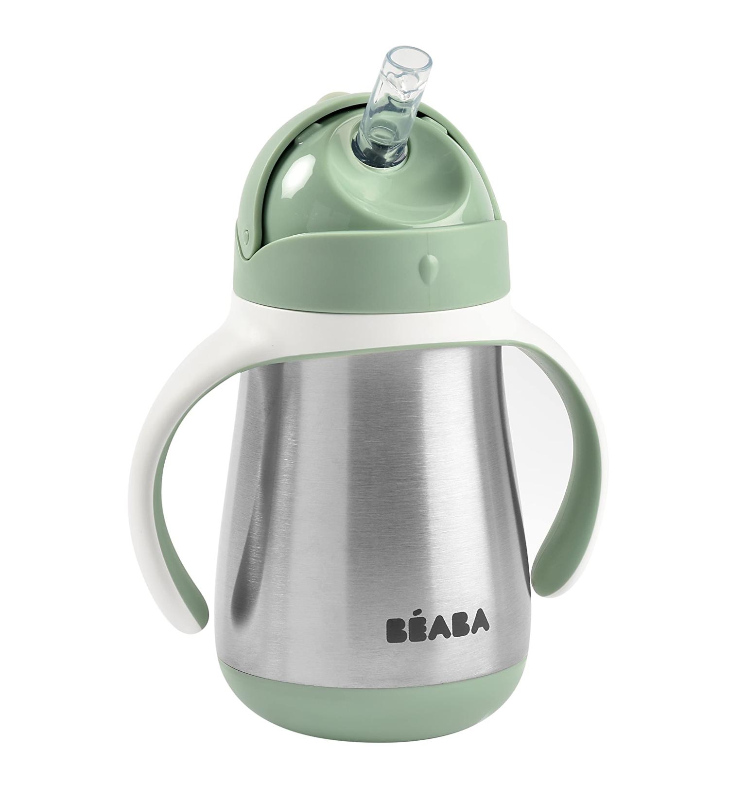 Beaba Stainless Steel Sippy Cup - Toddler/Baby Insulated Straw Cup with Handles (8.5 oz, Sage) - 8+ months - Buy Online on GoSupps.com