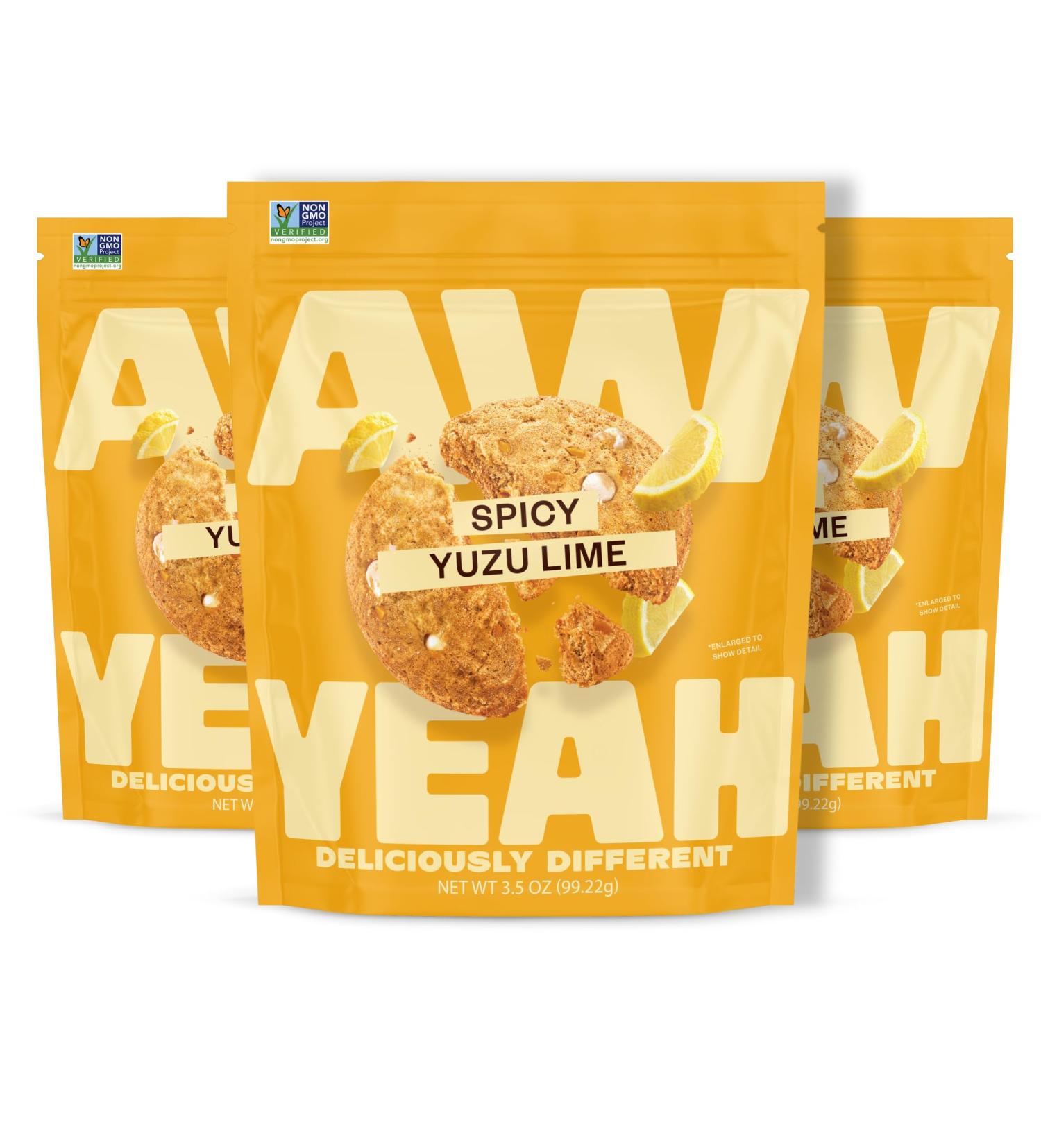 AwYeah Spicy Yuzu Lime Mini Cookies Tangy Yuzu Sweet Mango Spicy Kick & Lime Gluten-Free Vegan 3.5oz (3 Pack) Bold Refreshing All-Natural Non-GMO Plant-Based Treat for Snacking!