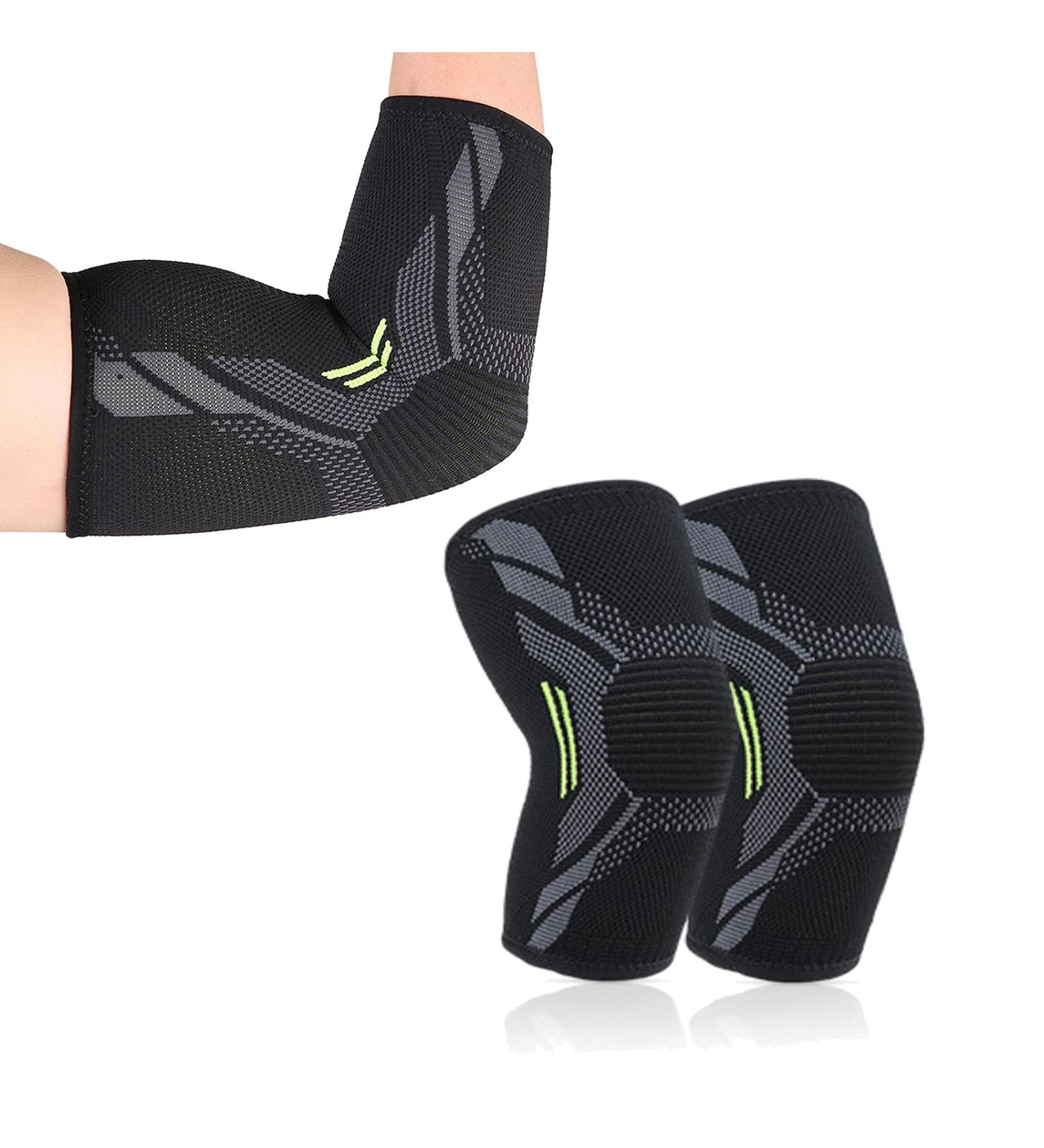 Amtrak Elbow Support Brace 2Pcs - Compression Sleeves for Tennis & Golf Elbow, Arthritis & Tendonitis Pain Relief - Anti-slip, Moisture Wicking (M, Black) - Buy Online on GoSupps.com