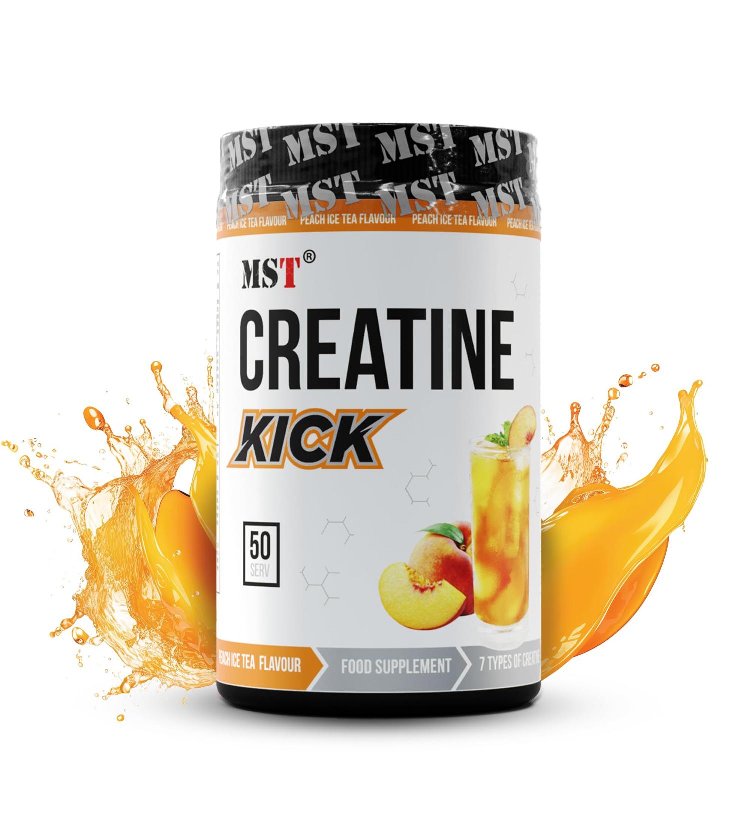 Buy Creatine Kick Powder - 7 Types of Creatine with Carbs & Citrulline | MST Nutrition Germany | Peach Ice Tea | 500g | International Shipping - Buy Online on GoSupps.com