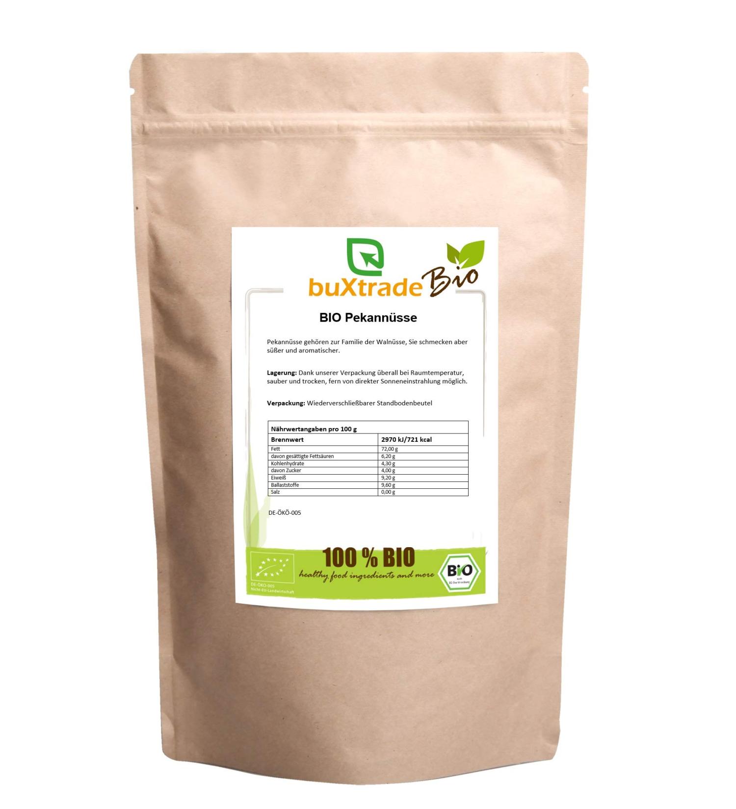 ORGANIC pecans | untreated | unsalted | Pecannus | Buxtrade | Various quantities (2x 500 g)