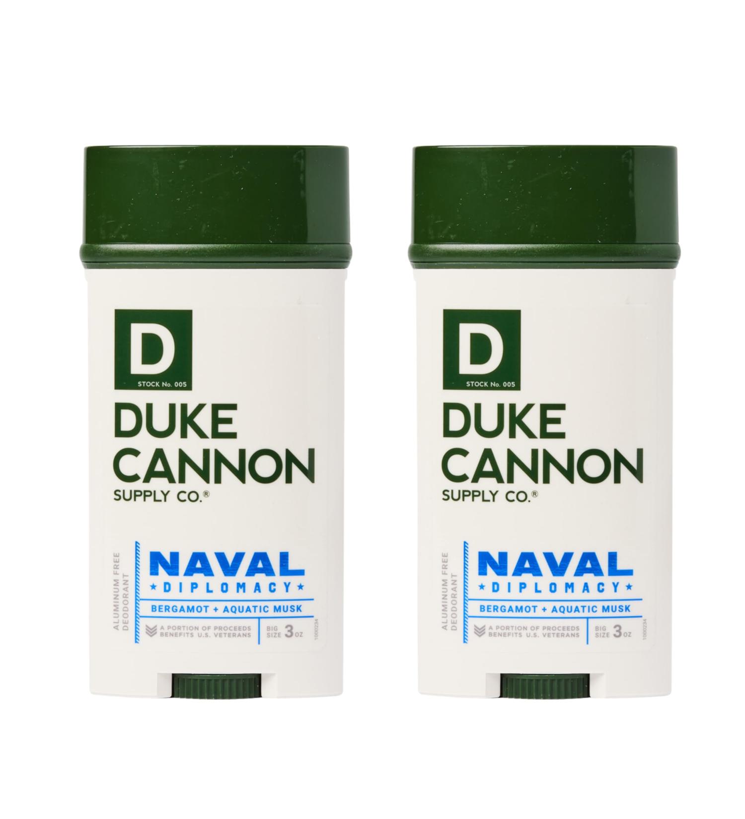 Duke Cannon Supply Co. Aluminum-Free Deodorant for Men 3 oz. Naval Diplomacy 2 Pack - Unique Masculine Scent Odor Control & Soothe Skin Bergamot & Aquatic Musk 3 Ounce (Pack of 2) - Buy Online on GoSupps.com