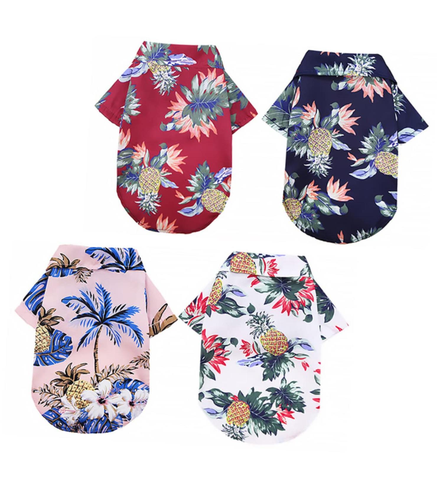 Nusitou 4-Piece Green Hawaii Pet Shirt Set - Fashionable Summer Dog T-Shirts & Blouses for Boys - Buy Online on GoSupps.com