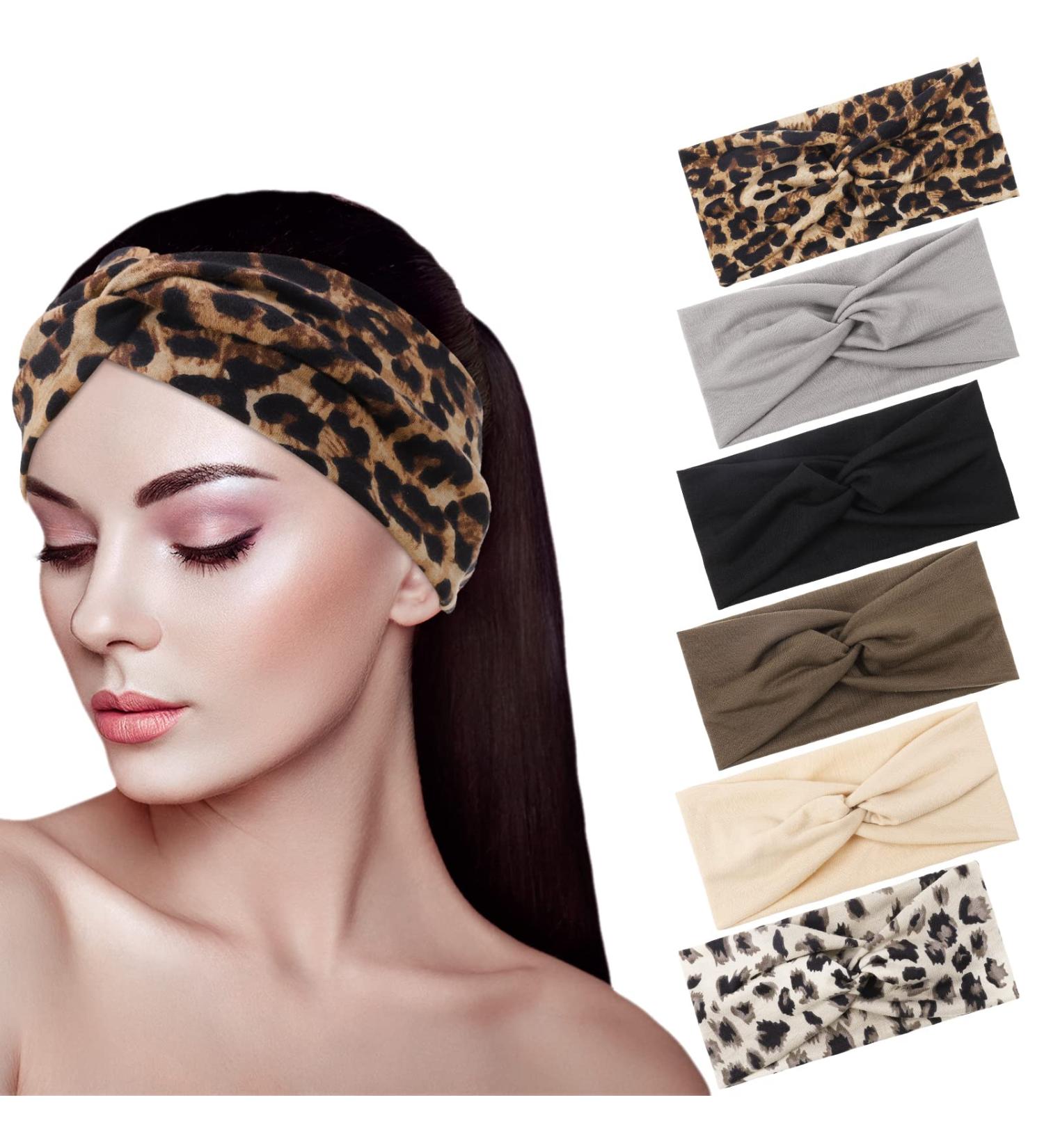 Dacitiery 6 Pack Headbands for Women Wide Soft Ladies Headband Boho Print Leopard Bandanas Fashion Knotted Head Bands for Adult Women Hair Accessories - Buy Online on GoSupps.com