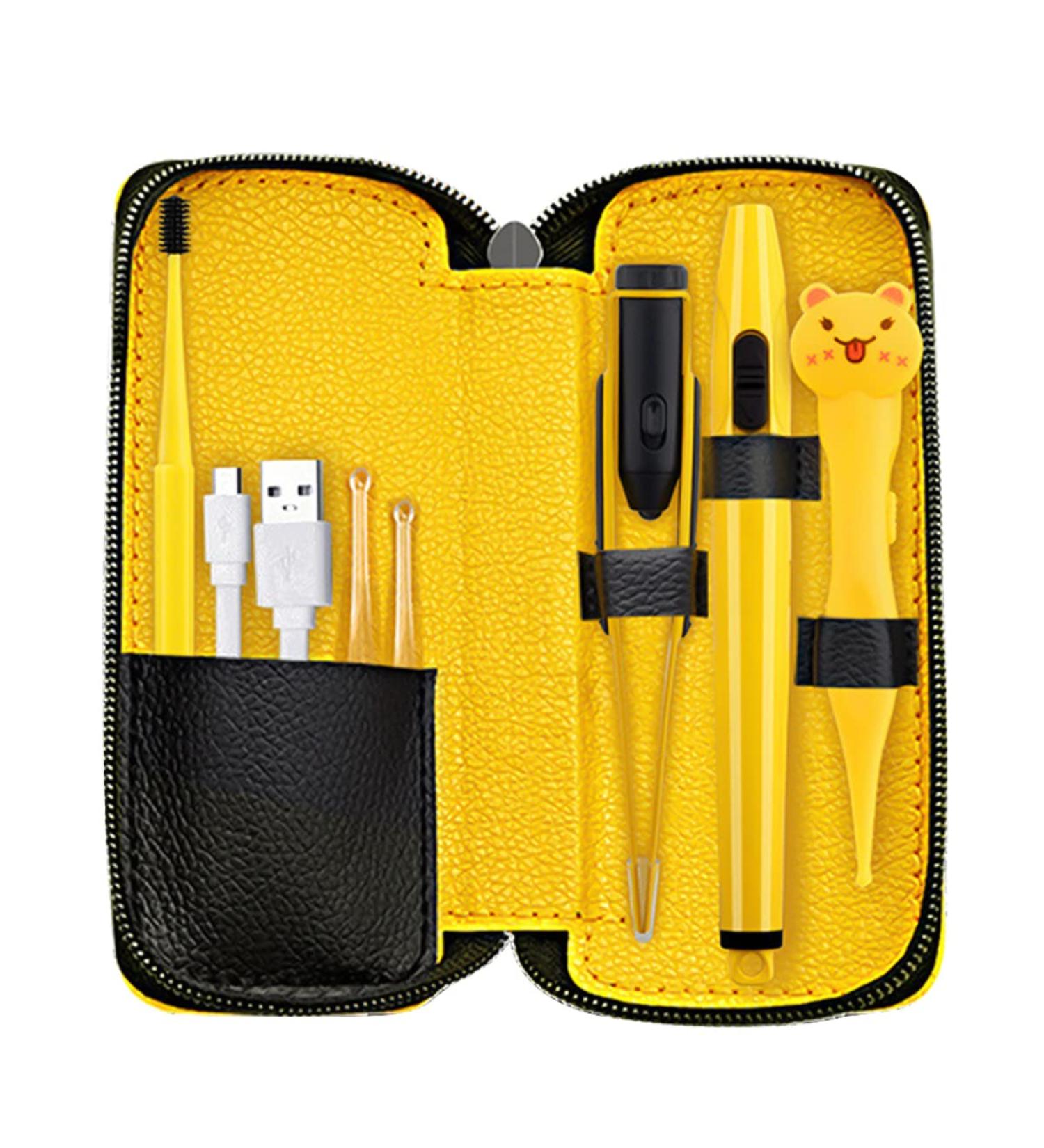 FRCOLOR Kids Ear Wax Pick Set - Cartoon Luminous Earwax Picker & Nose Clip for Safe Removal - Yellow 15.2x6.7cm - Buy Online on GoSupps.com