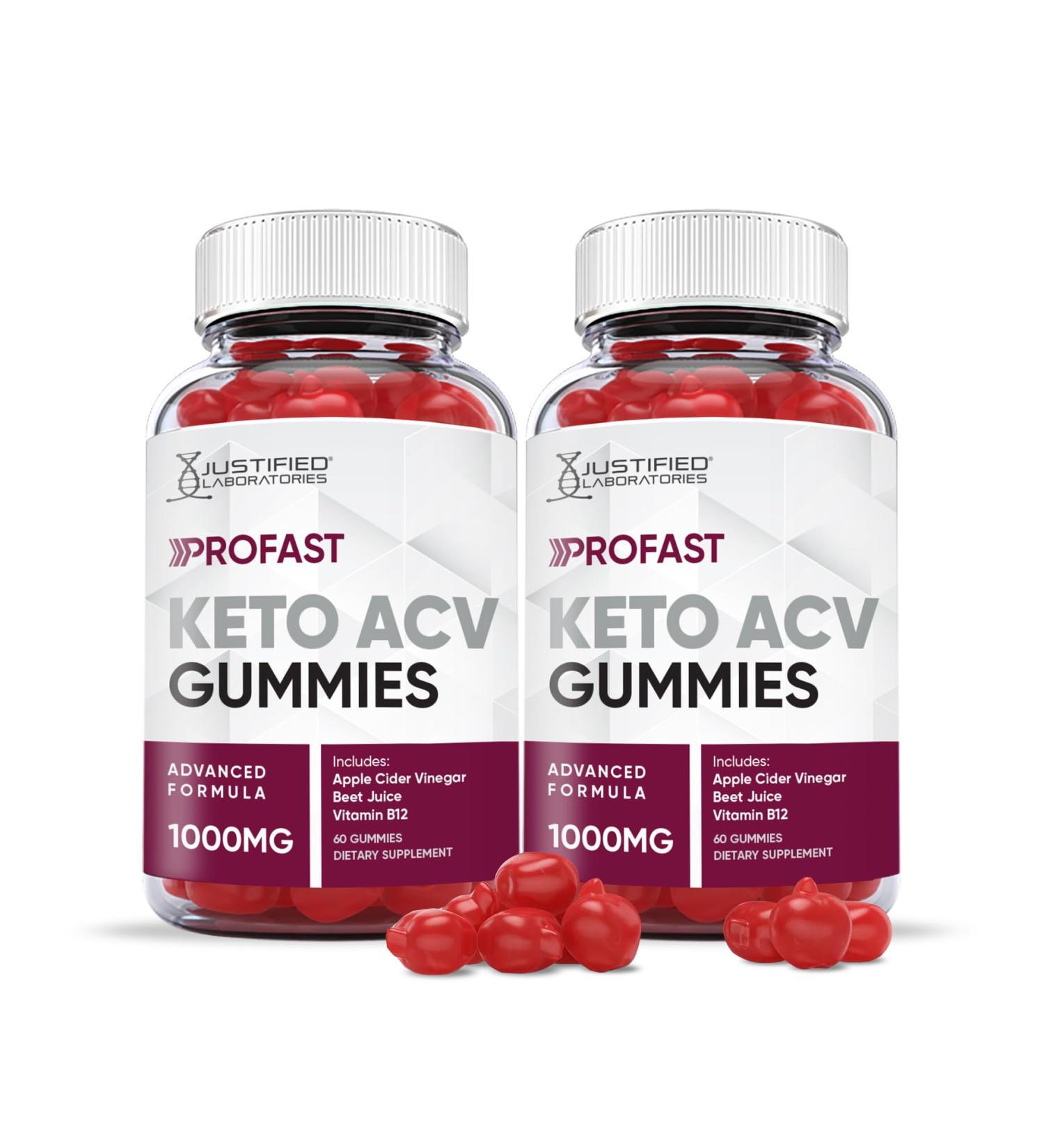 Justified Laboratories ProFast Keto ACV Gummies 1000MG 2 Pack - Vegan Non GMO with Pomegranate Juice, Beet Root, B12 - 120 Gummies, 60 Count - Pack of 1 - Buy Online on GoSupps.com