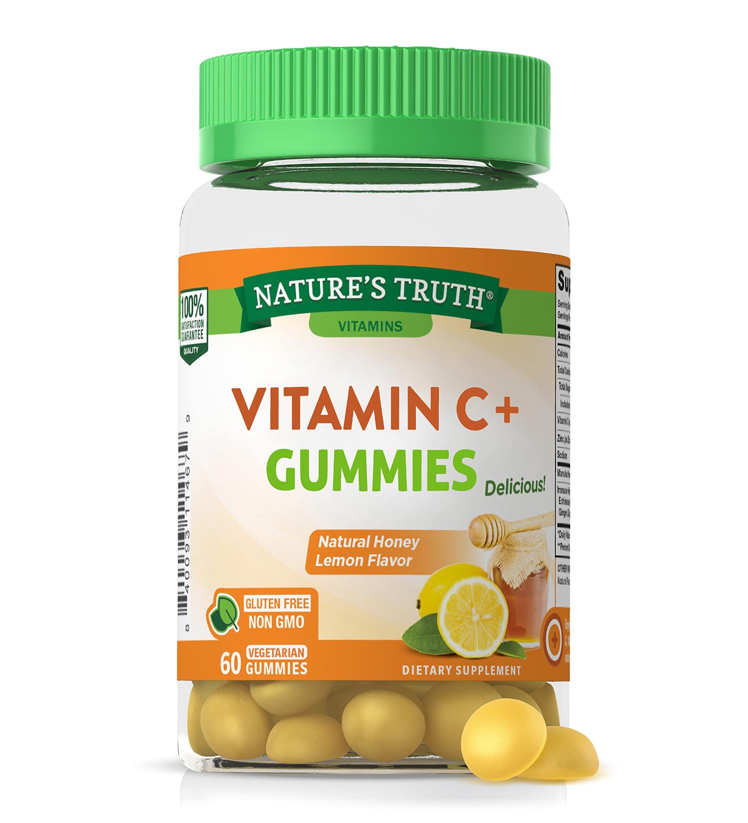Natureâ€™s Truth Vitamin C Immune Support Gummies with Manuka Honey & Zinc - 60 Vegetarian Lemon Gummies - Buy Online on GoSupps.com