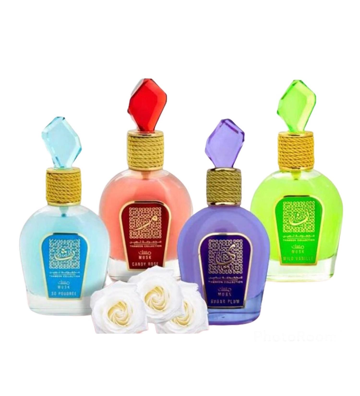 Maani THAMEEN MUSK COLLECTION Special 4-Pc Set Bundle Candy Rose I Sugar Plum I Wild Vanille I So Poudree I EDP Perfume 100 ML Each I Excellent Musk Based Sensual Gift Set - Buy Online on GoSupps.com