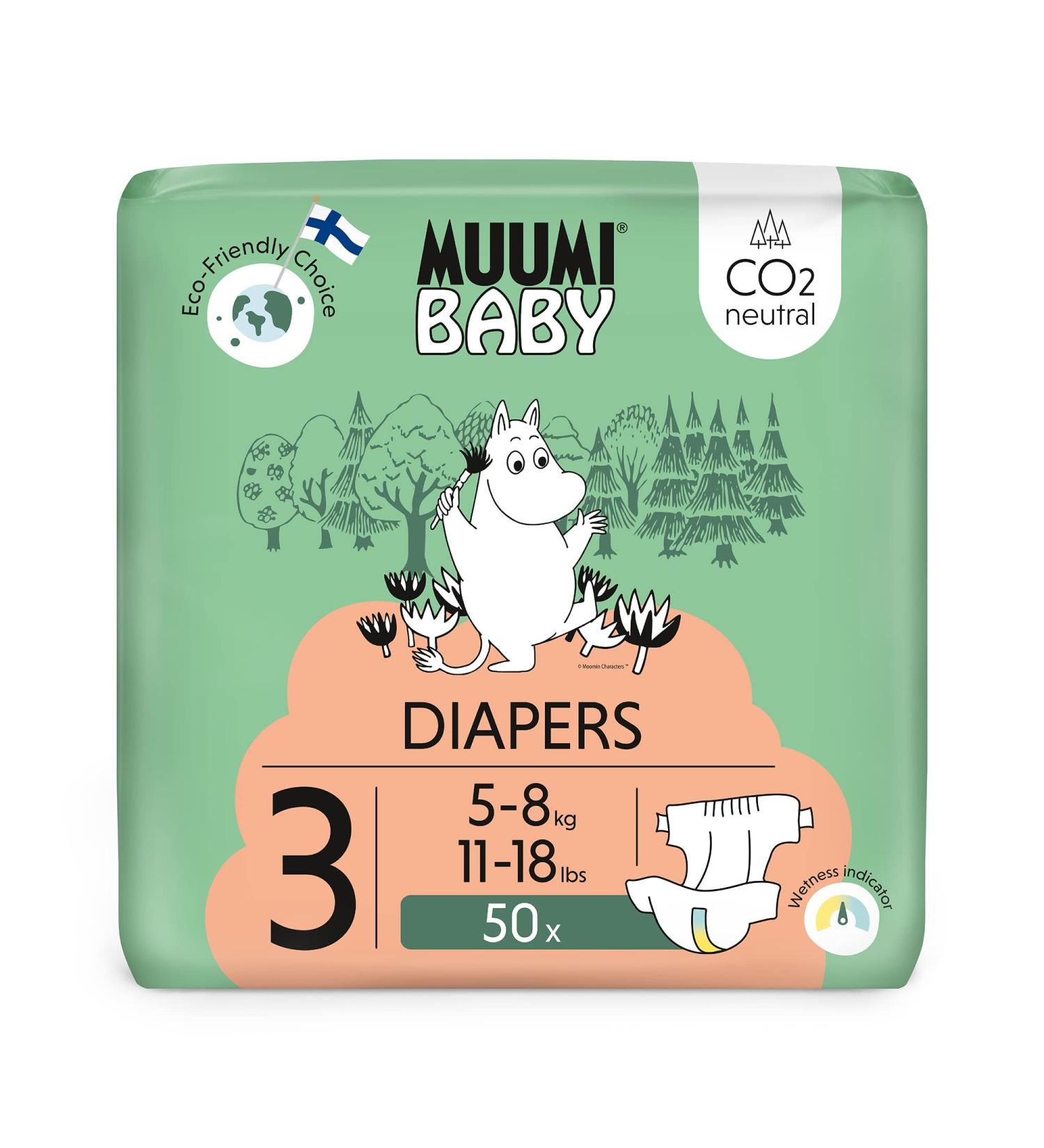 Muumi Baby ko Diapers Size 3 (5-8 kg) | 50 Soft Skin-Friendly Breathable & Chemical-Free Premium Diapers - Buy Online on GoSupps.com