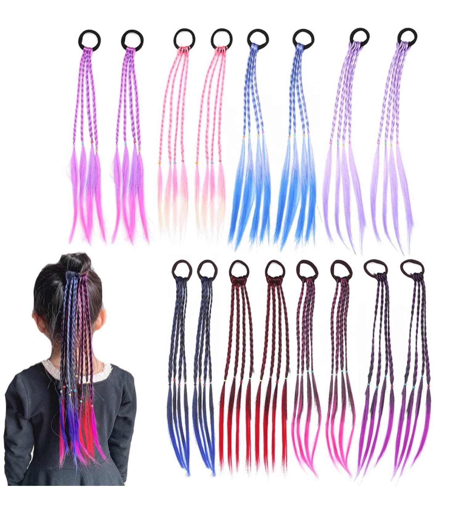 Liwein 16Pcs Colorful Hair Extensions | Vibrant Gradient Strands for Kids & Women | Perfect Braided Hair Accessories - Buy Online on GoSupps.com