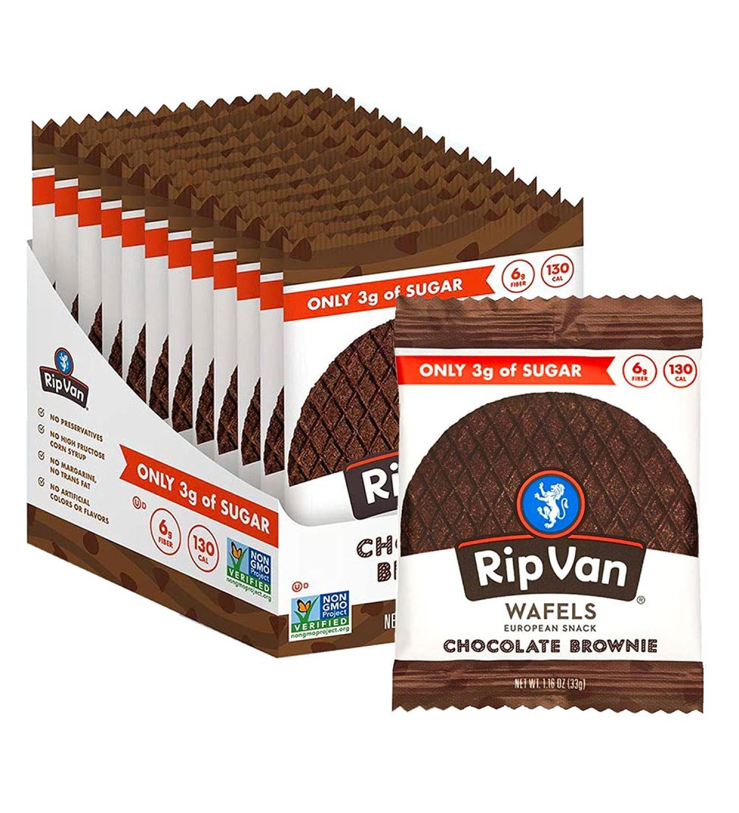 Rip Van Wafels Chocolate Brownie Stroopwafels - 12 Pack - 1.16 oz Each - Buy Online on GoSupps.com