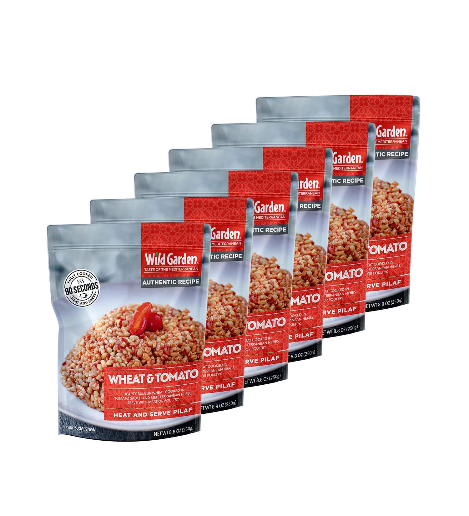Wild Garden Heat & Serve Pilaf 8.8 oz - 100% All-Natural Wheat & Tomato - Fully Cooked Microwavable - 6 Pack - Buy Online on GoSupps.com