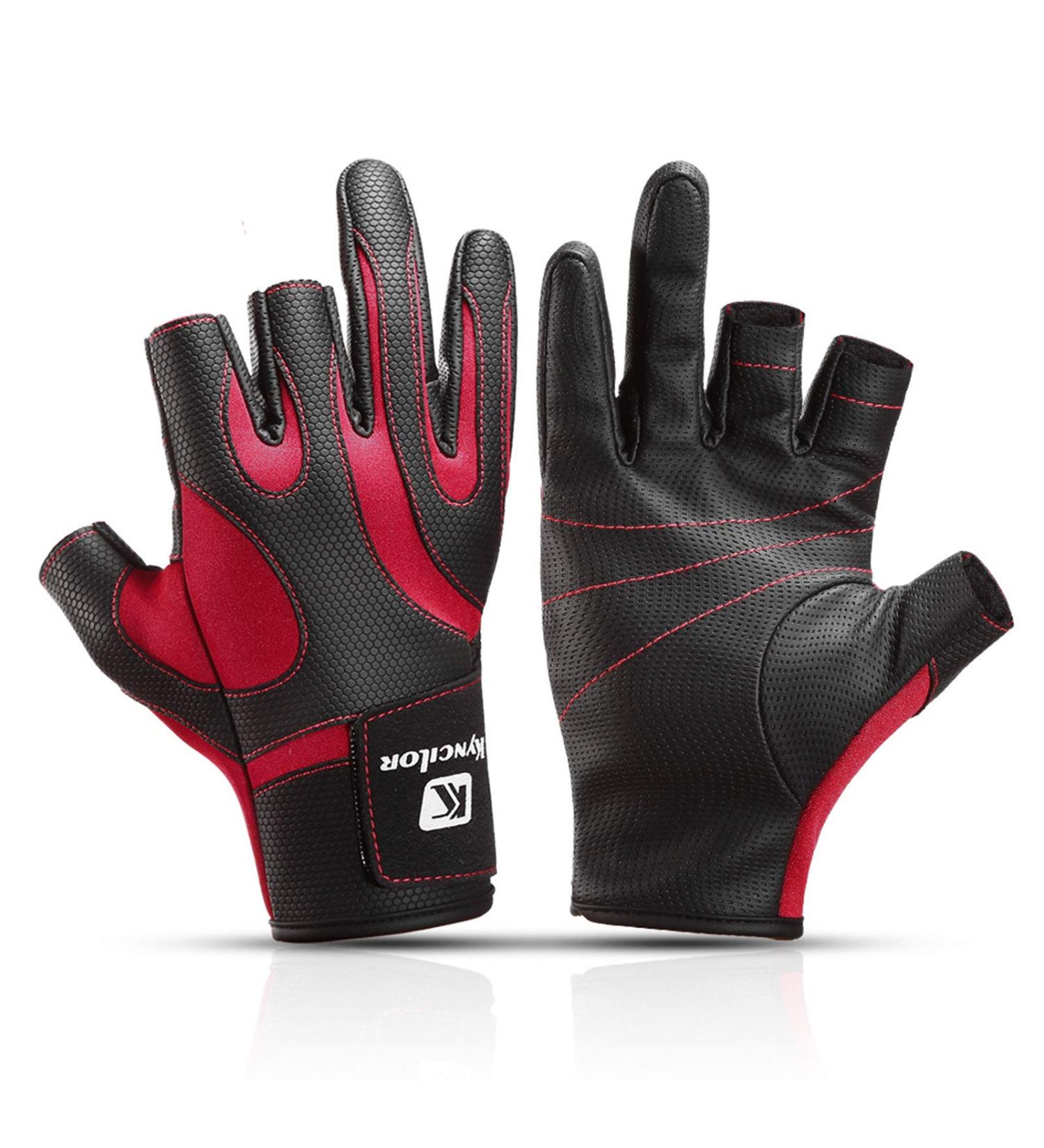 S5E5X Mens Fishing Gloves Large - Neoprene Gloves with Rubber Grips for Fishing and Outdoor Activities - Buy Online on GoSupps.com