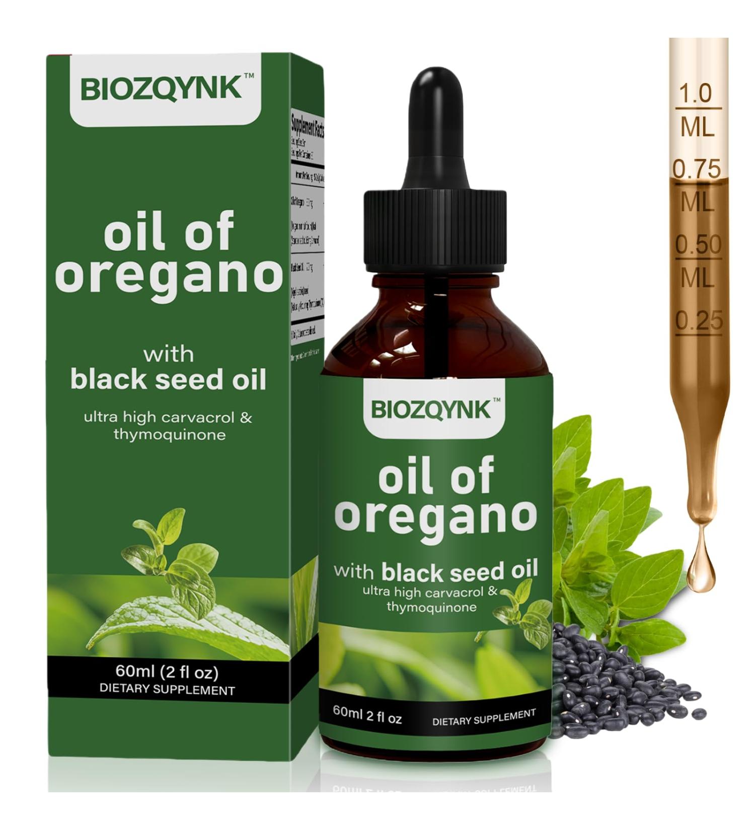 Oil of Oregano Liquid Drops with Black Seed Oil High Carvacrol & Thymoquinone Concentrate for Immune Digestive & Respiratory Support Fast Absorbing Vegan Non-GMO Alcohol-Free (2 fl oz / 60 mL) - Buy Online on GoSupps.com
