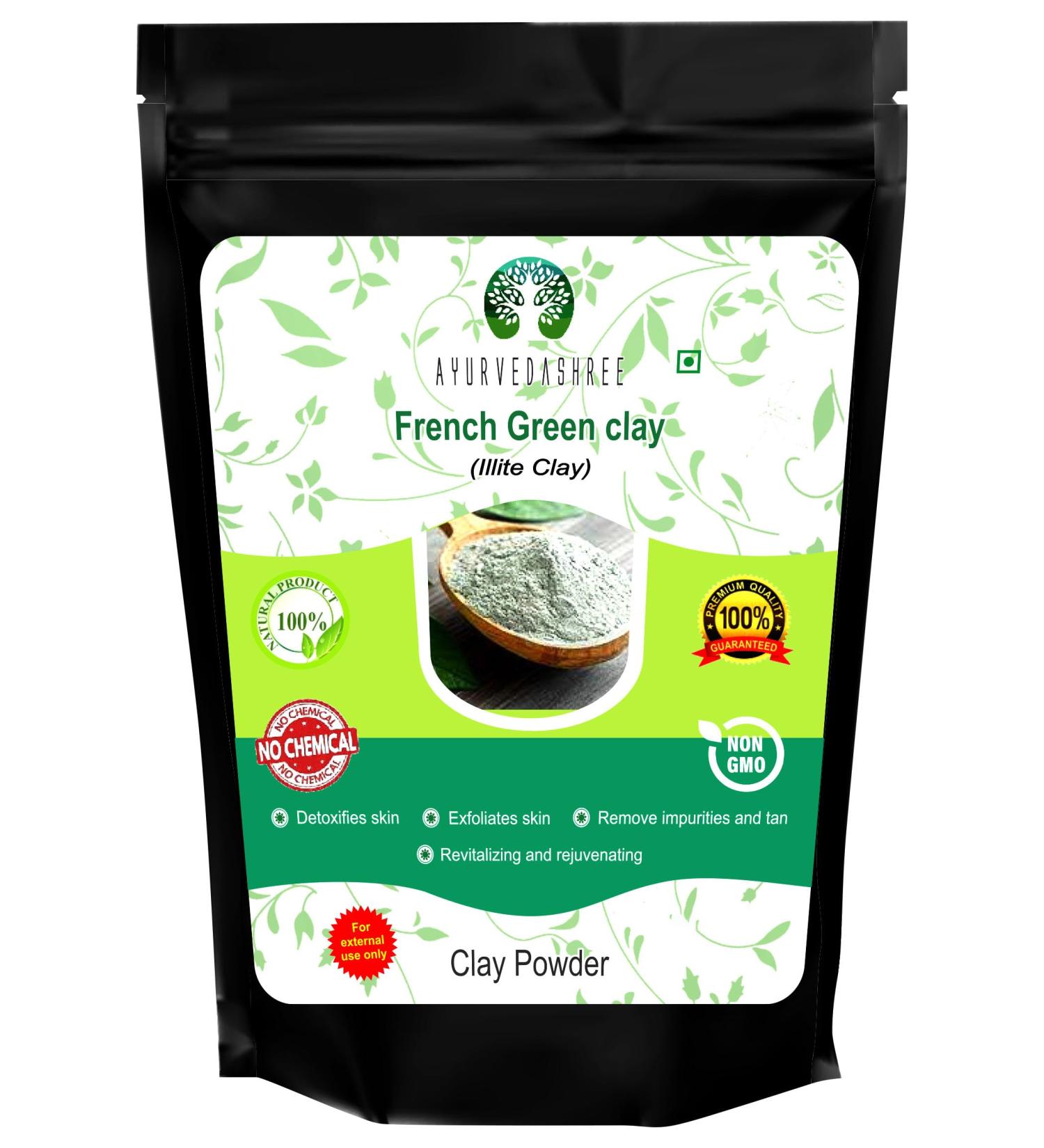 Buy French Green Clay Powder 50g - 100% Pure Montmorillonite | Deep Cleanser for Oily Skin | Oil Absorbing Face Mask - Buy Online on GoSupps.com