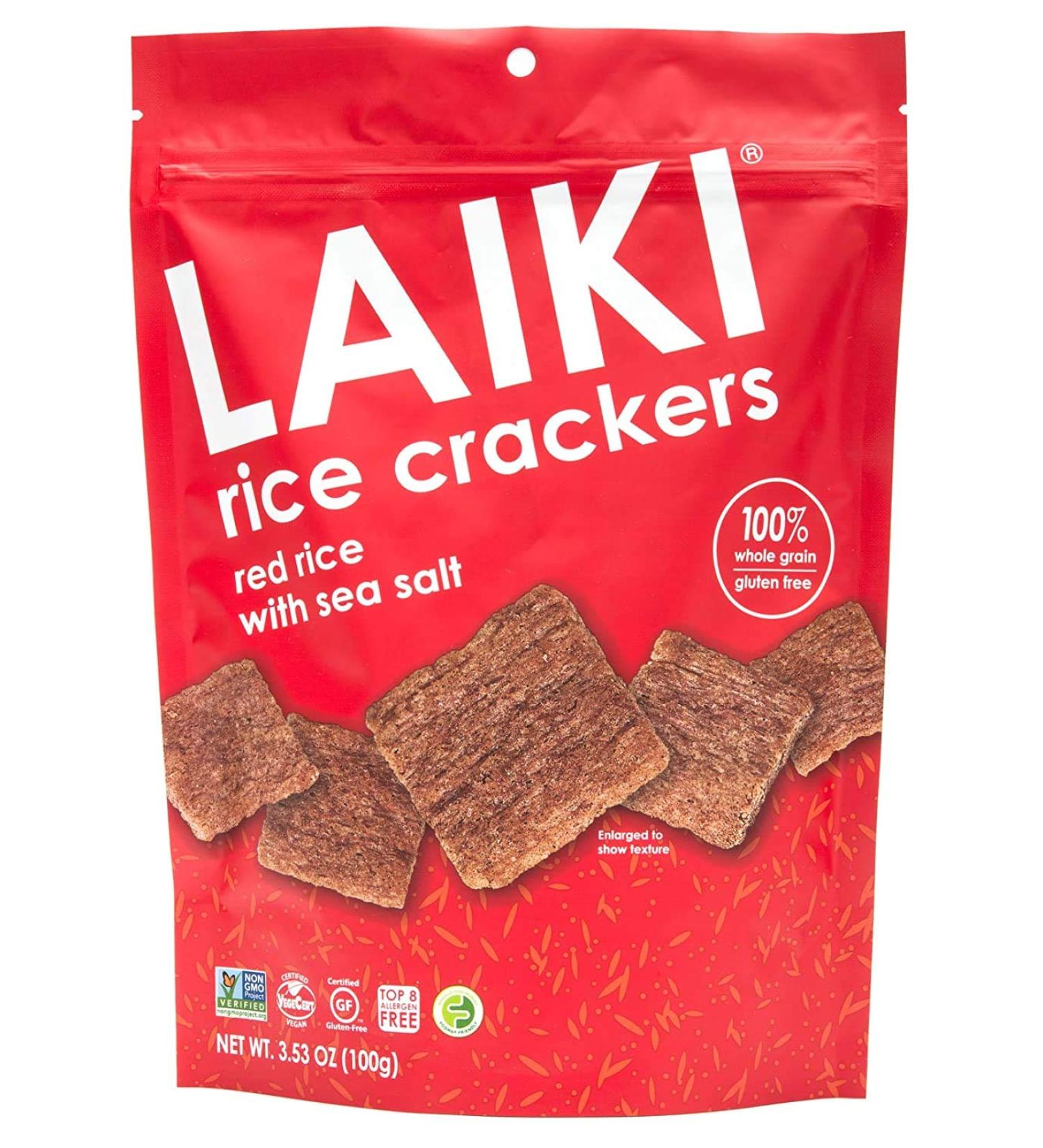 LAIKI Red Rice Crackers - Gluten-Free Vegan, FODMAP Friendly Snack - Red Rice Sea Salt Flavor - 3.53 oz - Buy Online on GoSupps.com