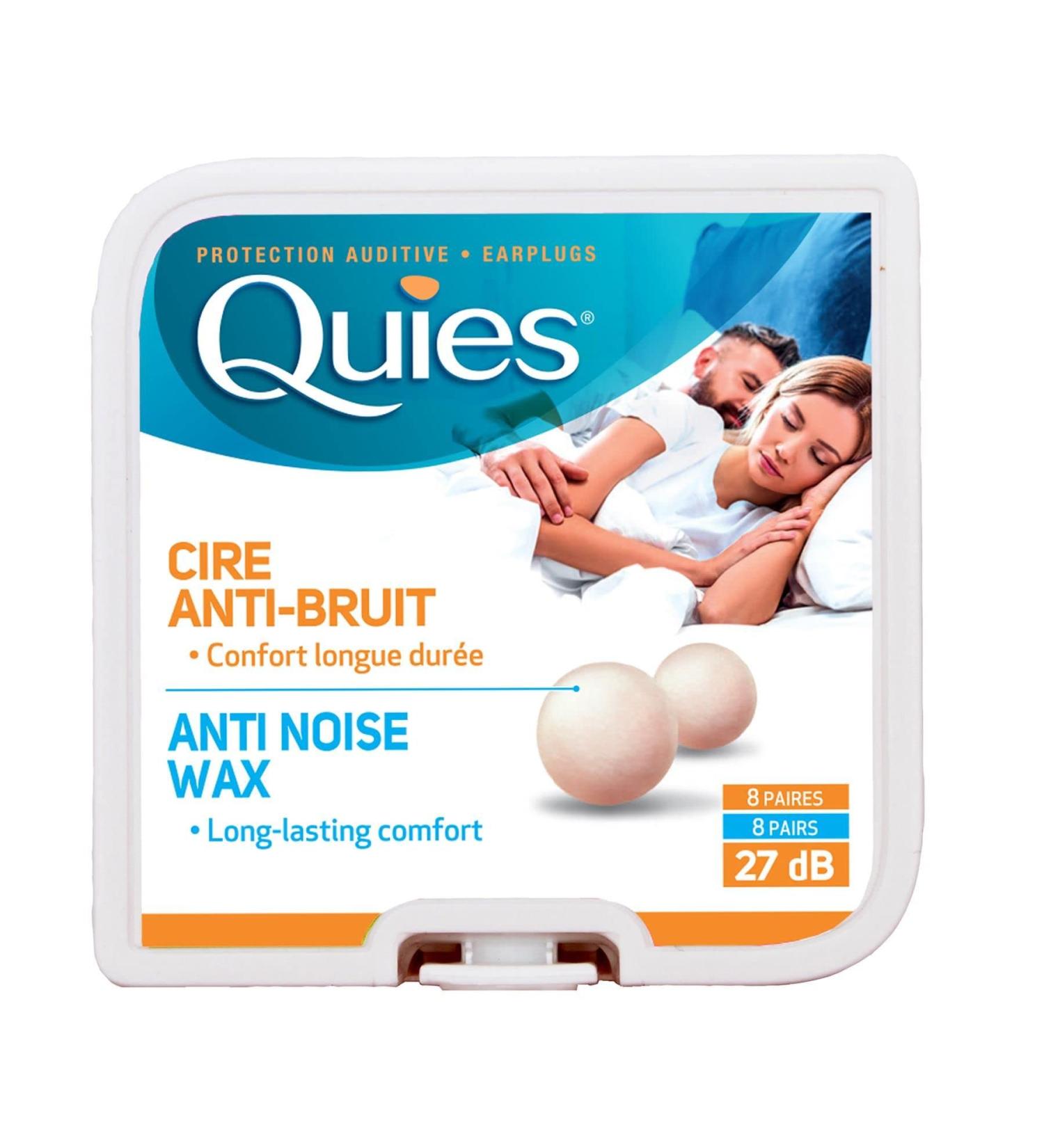 Quies earplugs natural wax 8 pairs 27 dB noise reduction barrier against noise 2 pieces