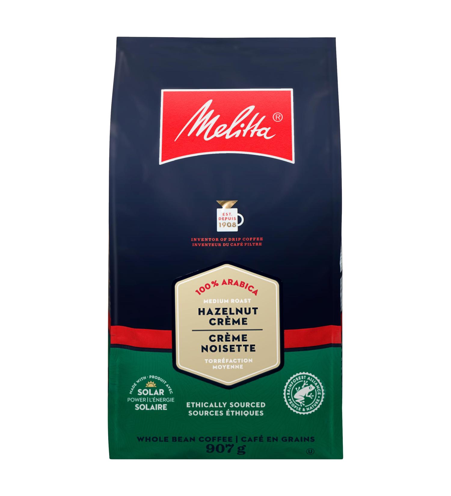 Melitta Hazelnut Cream Whole Bean Coffee Medium Roast Rainforest Alliance Certified Premium Arabica Beans 907g - Buy Online on GoSupps.com