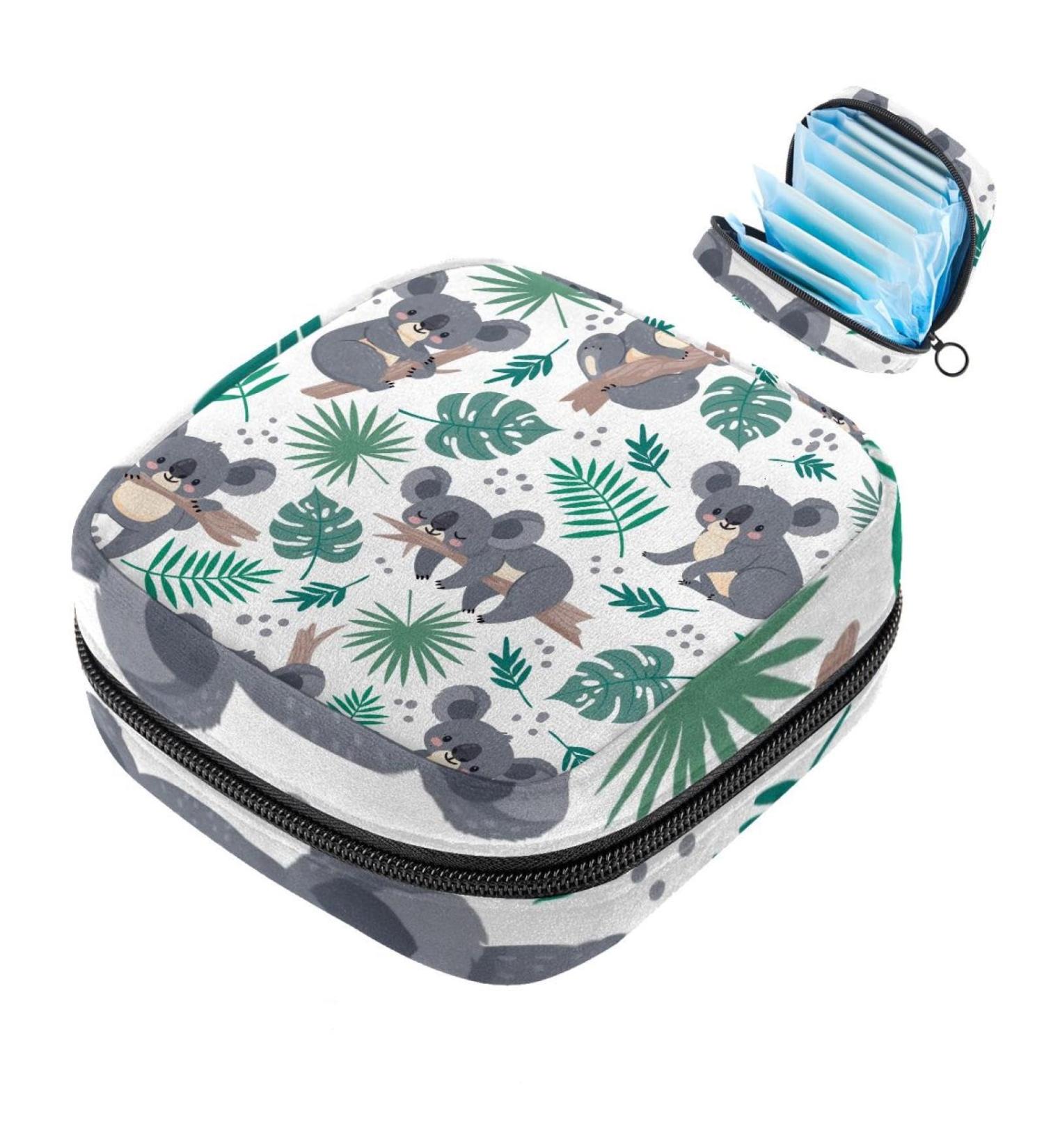 Sanitary Napkin Storage Bag Menstrual Cup Pouch Girls Travel Large Capacit Makeup Sanitary Pads Organizer Koala Palm Leaves Multi-colored 10 - Buy Online on GoSupps.com