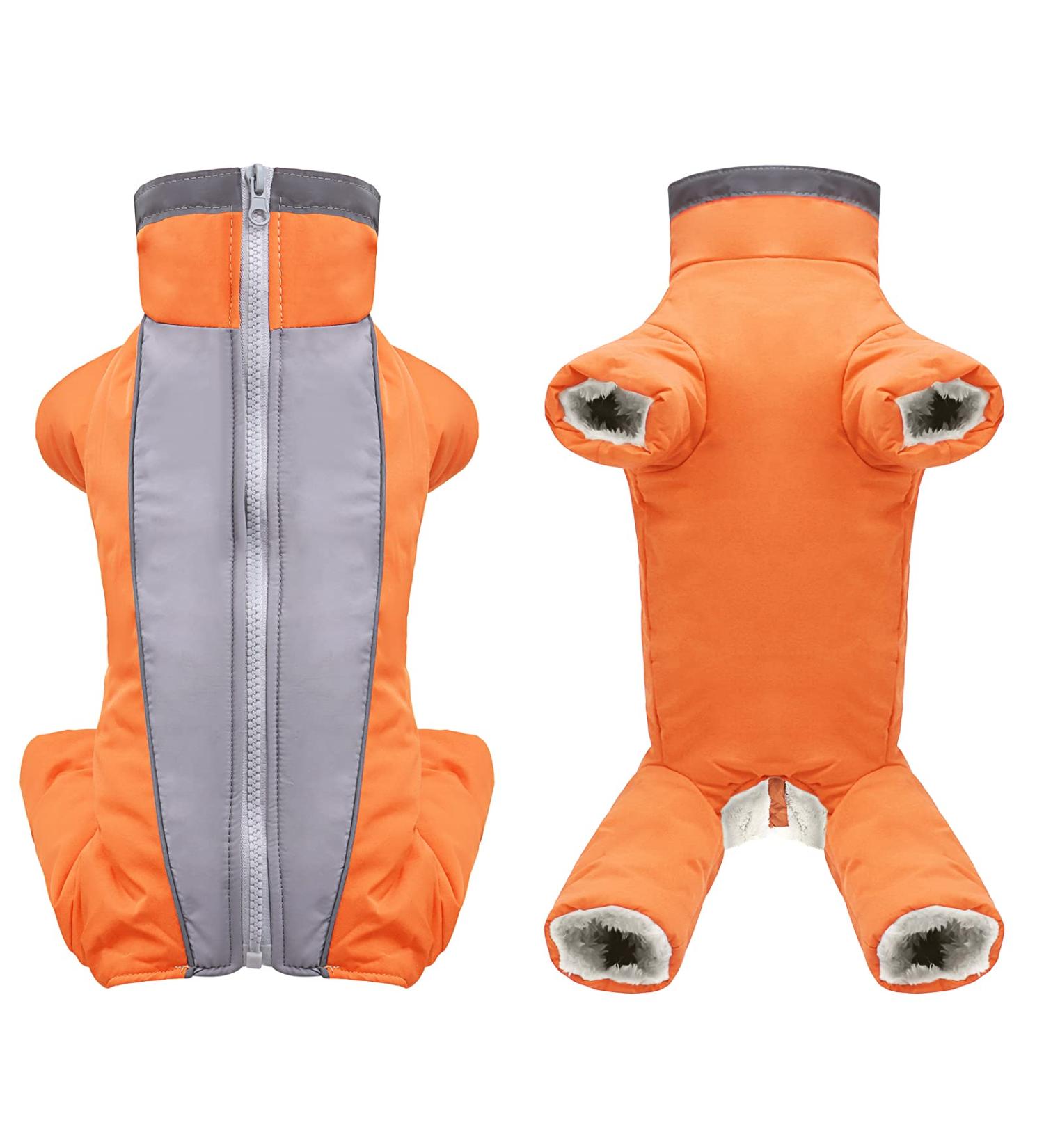 Waterproof Fleece Lined Dog Jacket - Warm Winter Coat for Small Dogs - Stylish Orange Design - Buy Online on GoSupps.com