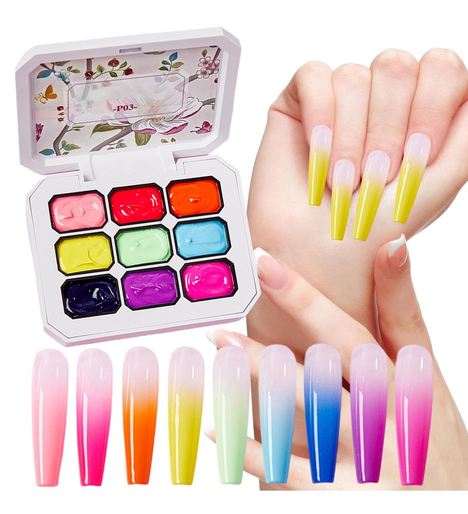 Palette De Vernis Gel | Gel Art Peinture D grad Effet Ombr | Palette De 9 Couleurs Pour Cr ations Artistiques Manucure Filles - Buy Online on GoSupps.com