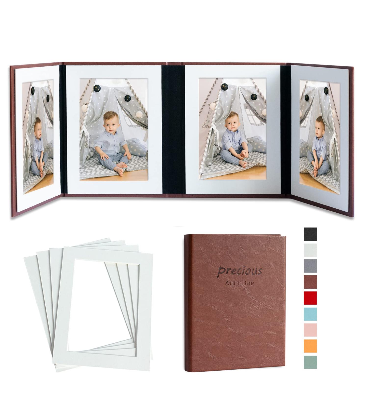 YK Artwood Photo Album 4x6 Brown Color with Gift Box - Leather Picture Album for Wedding, Family, Anniversary, Birthday - Set of 4 - Buy Online on GoSupps.com