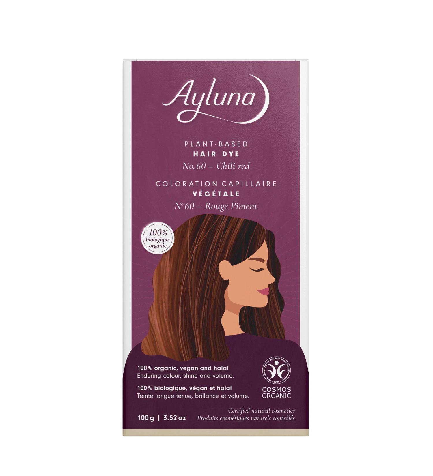 Ayluna Plant Hair Color 60 Chillirot - Vegan Ammonia-Free Formula for Long-Lasting Gloss & 100% Gray Coverage - 100g Pack - Buy Online on GoSupps.com
