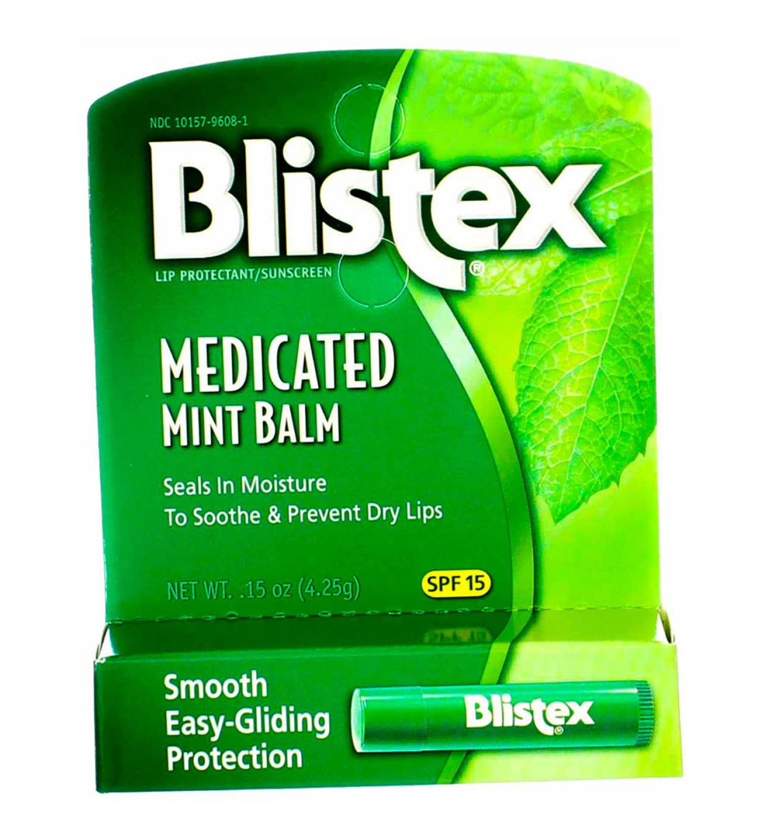Blistex Medicated Lip Balm SPF 15 Mint 0.15 OZ - Pack of 2 | Lip Protectant & Sunscreen - Buy Online on GoSupps.com