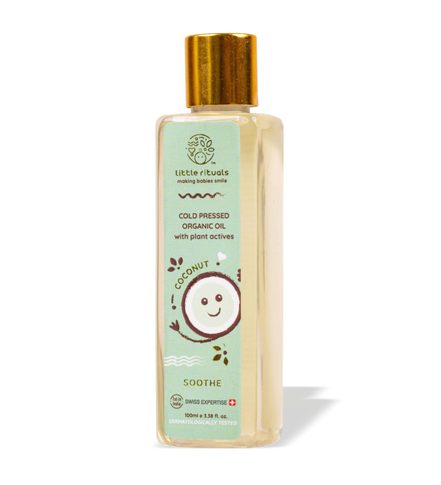 Little Rituals Coconut Baby Massage Oil - Organic Cold-Pressed Dermatologist Tested Safe for Skin & Hair (100 ML - Buy Online on GoSupps.com