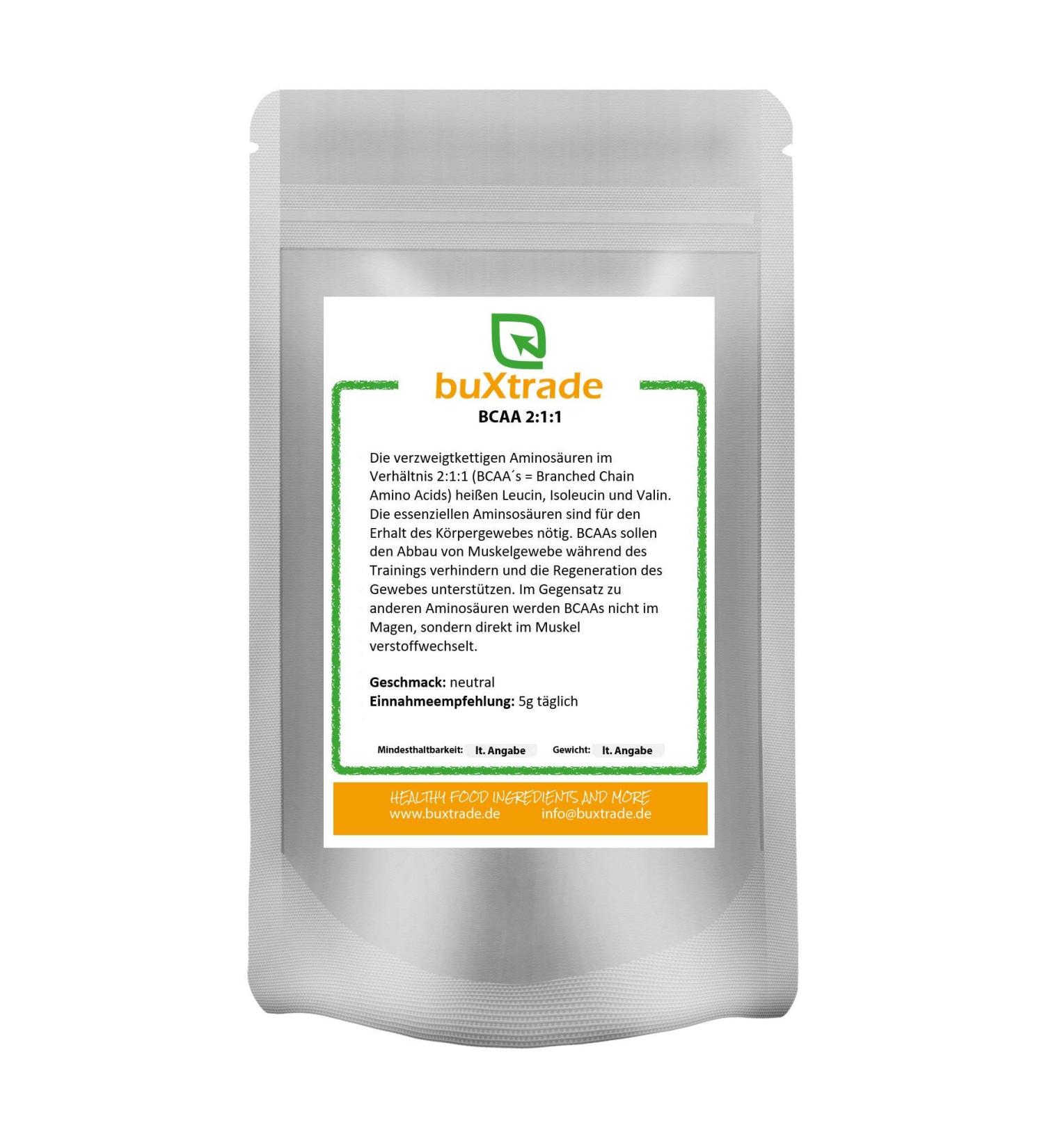 BCAA | 2:1:1 | tasteless | L-Leucine | L-Isoleucine | L-Valine | Powder | VARIOUS SIZES 1 kg