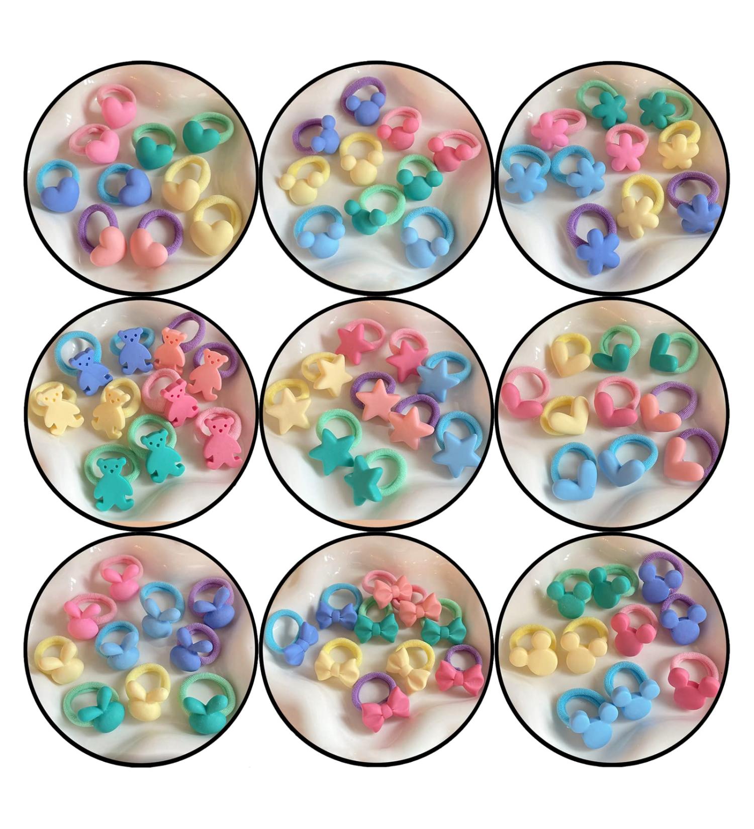 90PCS Toddler Hair Ties | Coloured Animal Shaped Hair Accessories for Girls | Elastic Ponytail Holders for Kids - Buy Online on GoSupps.com