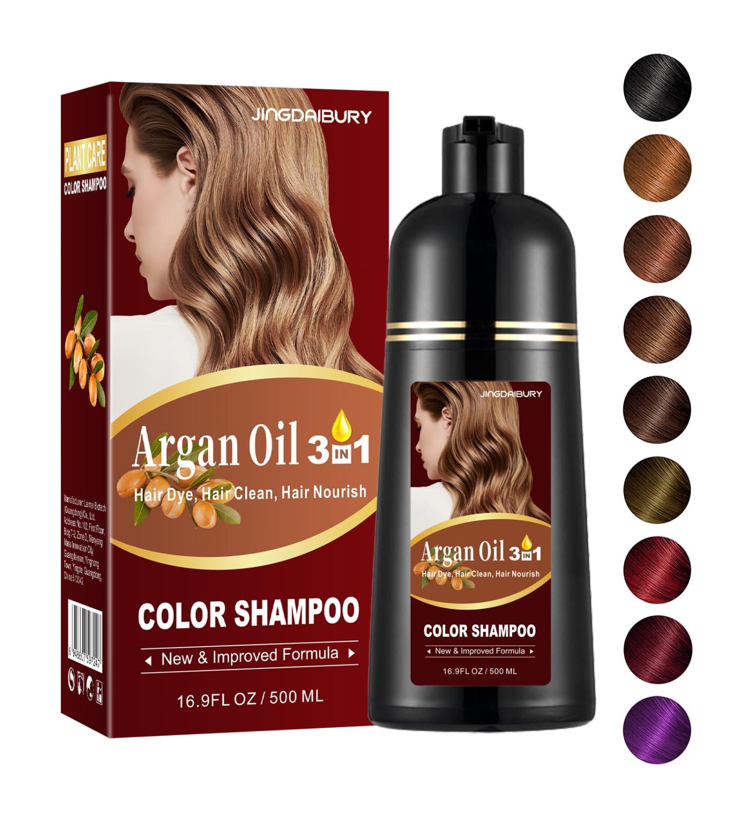 Light Brown Hair Dye & Shampoo - 3-in-1 Argan Oil Formula | Easy Semi-Permanent Color (16.9 Fl Oz - Buy Online on GoSupps.com