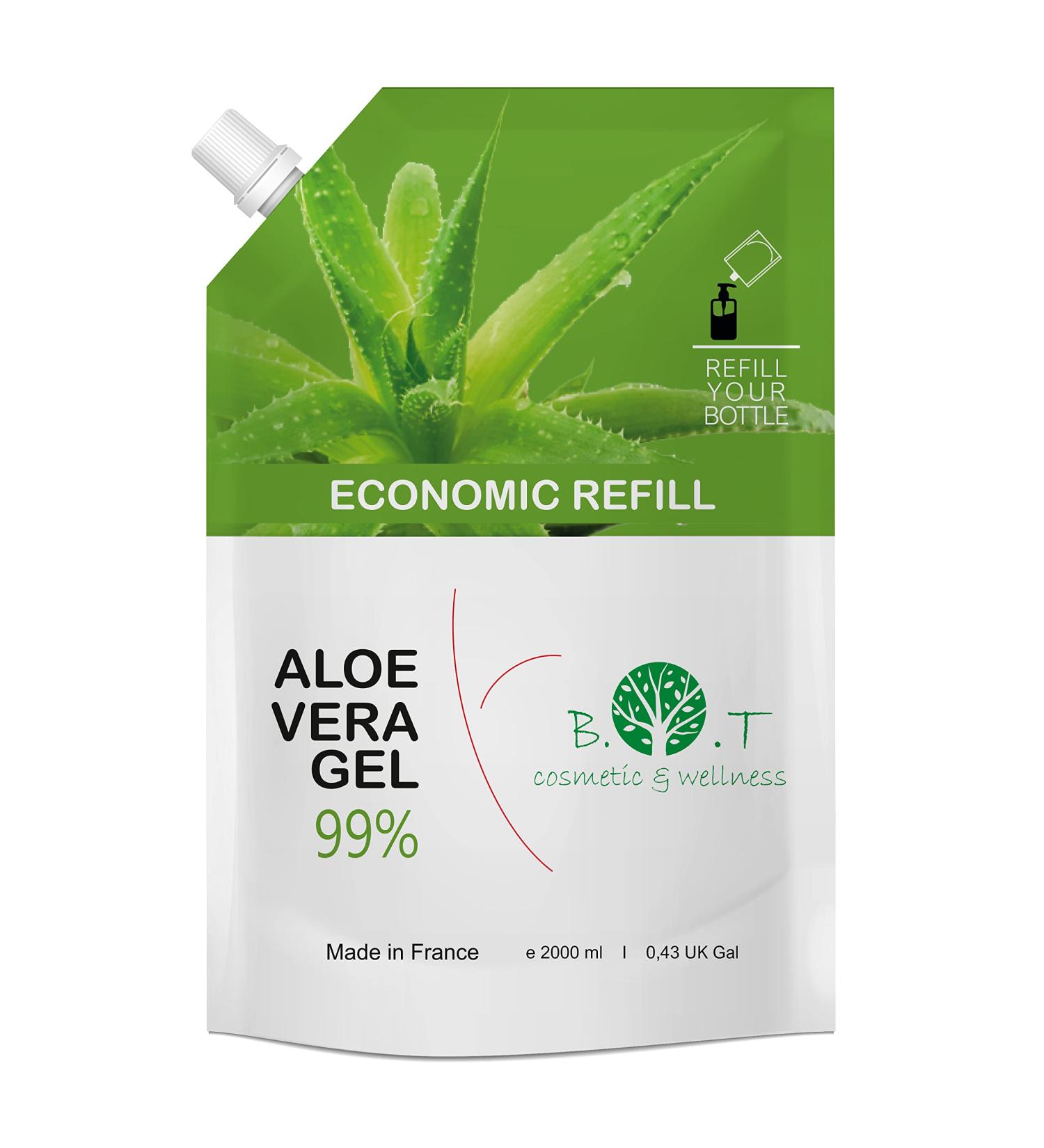 100% Pure Aloe Vera Gel 2000 ML - After Sun Moisturizer, After Shave, Skin & Hair Care - Natural Organic Soothing Gel from the Canary Islands - Buy Online on GoSupps.com