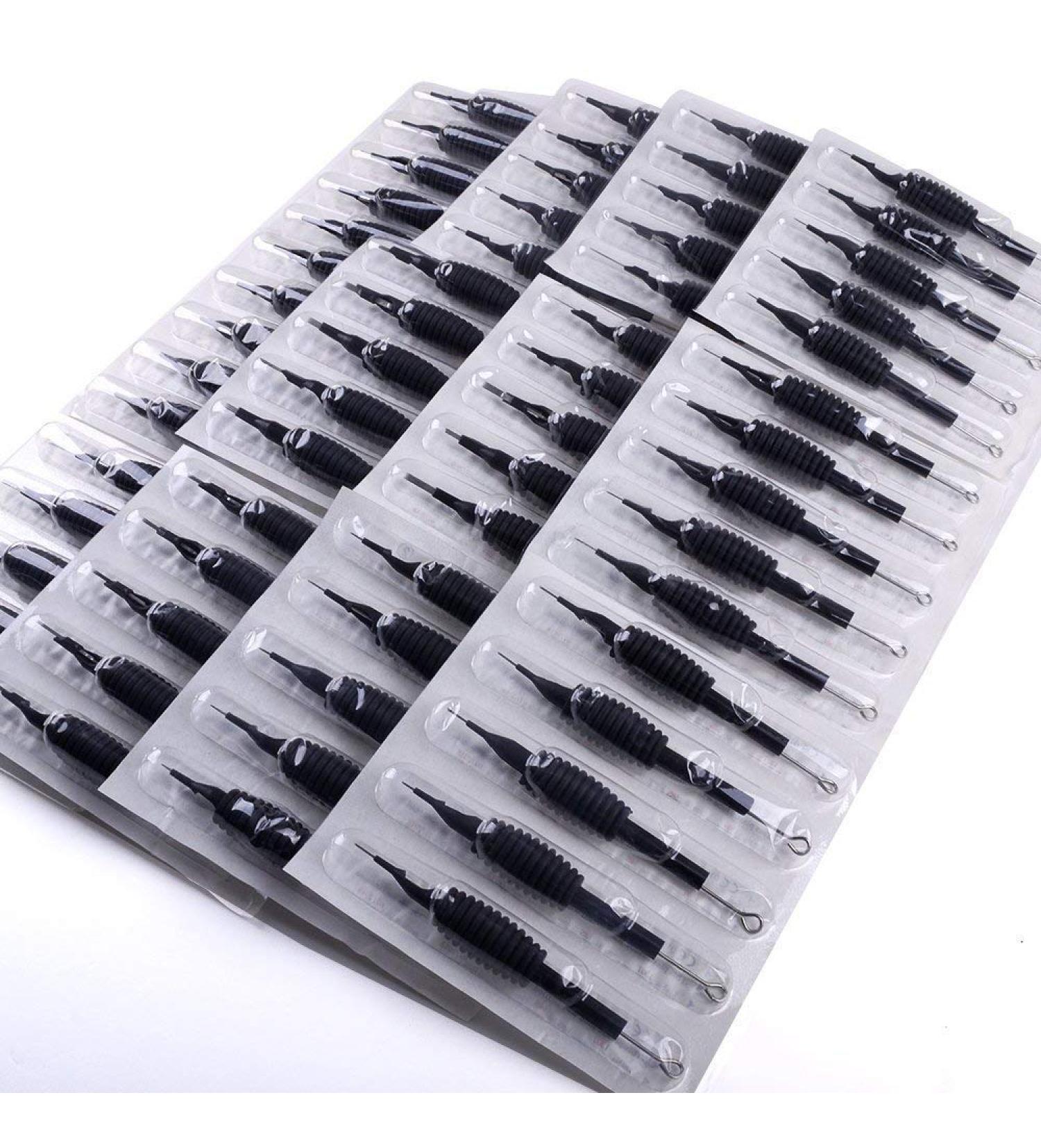 Pirate Face Tattoo (100) Count of Assorted Tattoo Needles with Matching 1/2" Rubber Tubes Combo by Pirate Face Tattoo