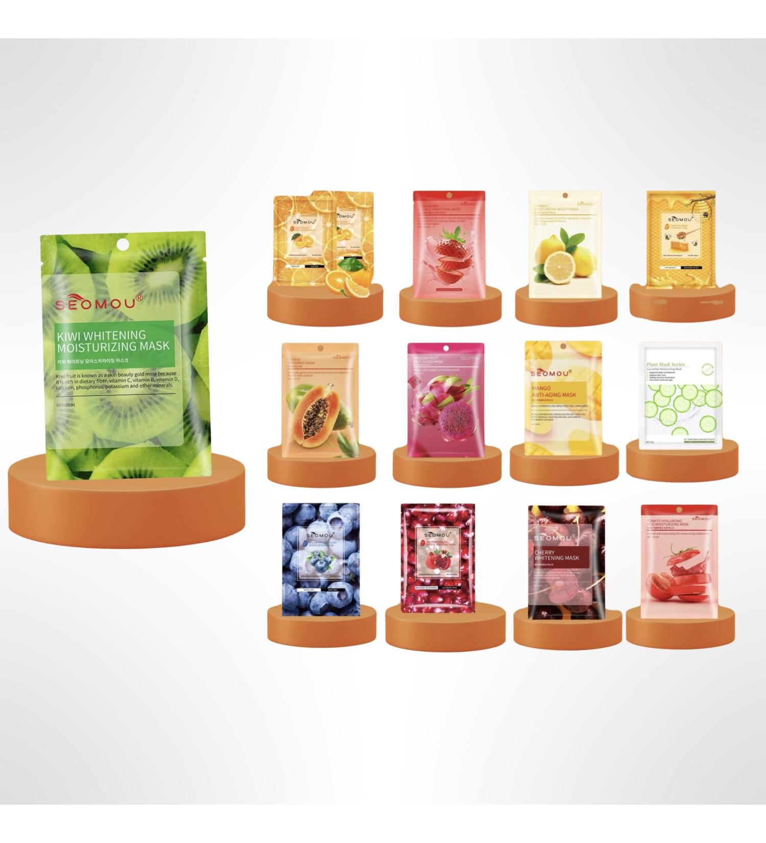 Pack of 13 Hydrating Facial Masks - Orange Strawberry Lemon Honey & More - Revitalize Your Skin - Buy Online on GoSupps.com