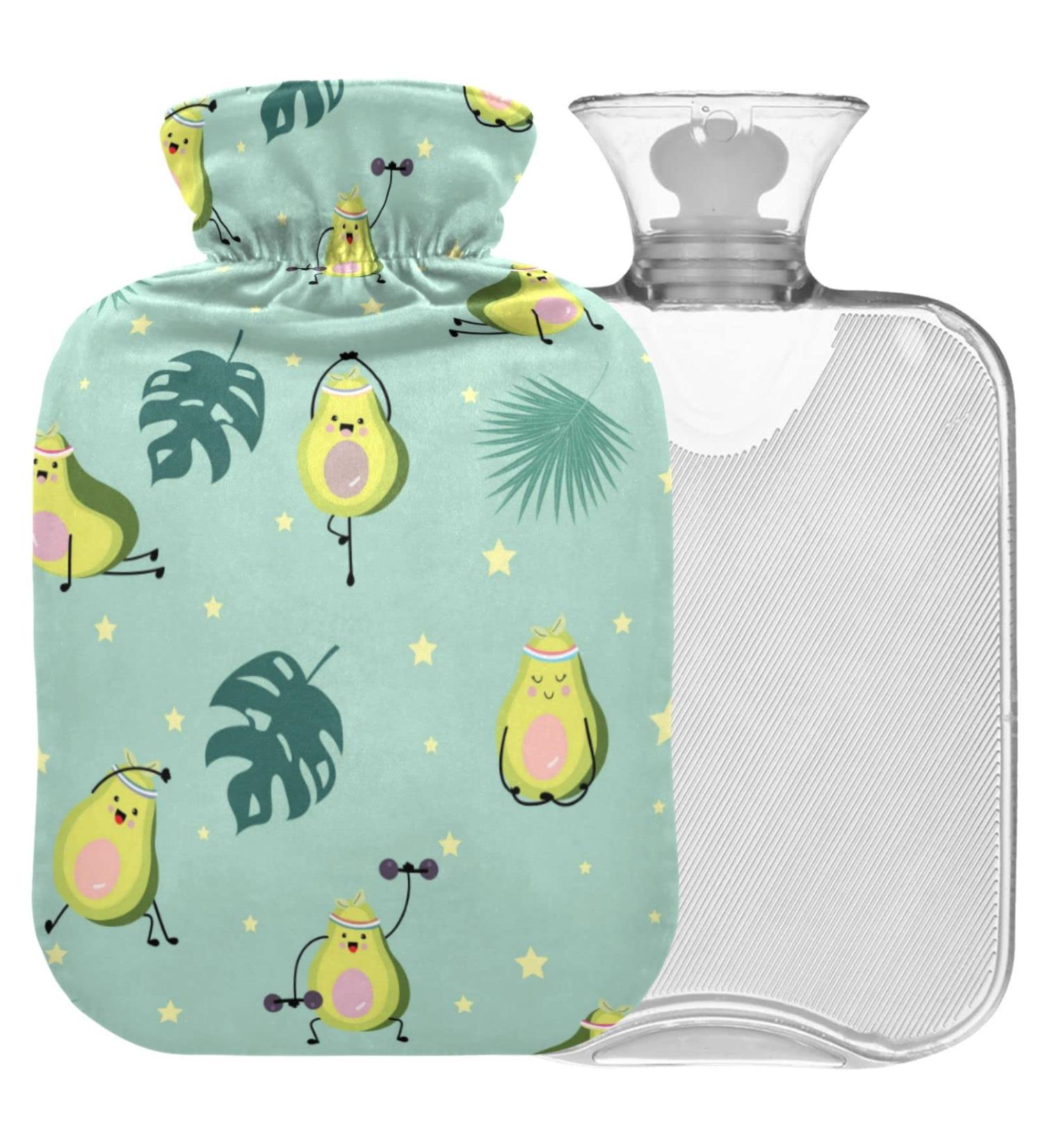 NAANLE PALMBLATT Funny Avocado Hot Water Bottle - 1L Transparent Cover for Bed & Hand/Foot Warmer Pain Relief & Heat Therapy - Buy Online on GoSupps.com