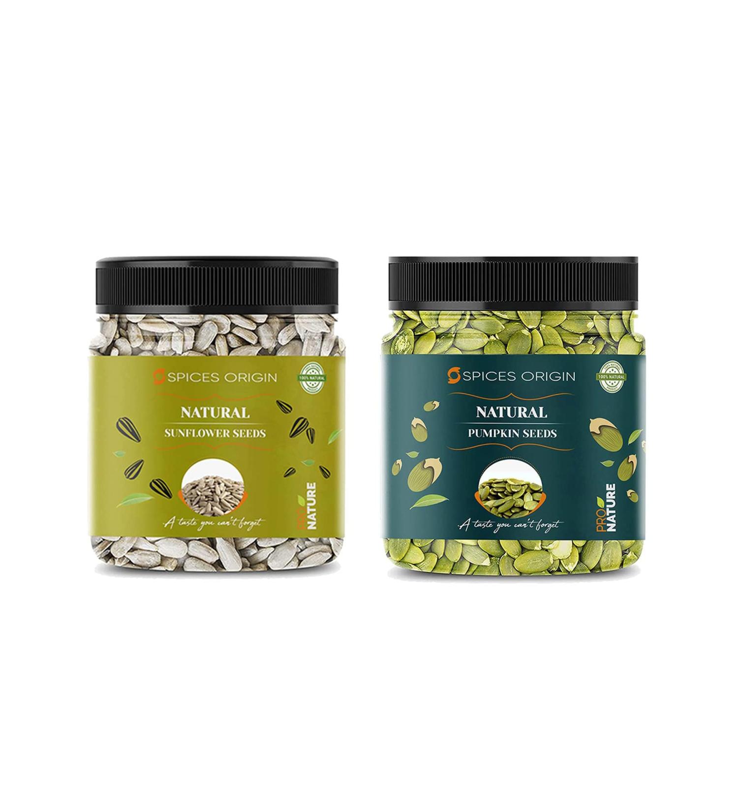 Spices Origin Raw Pumpkin Sunflower Seeds for Eating Protein and Fiber Rich Food For Immunity Booster Diet Food Pack of 2-250g (JAR Pack)_Packing May Vary - Buy Online on GoSupps.com