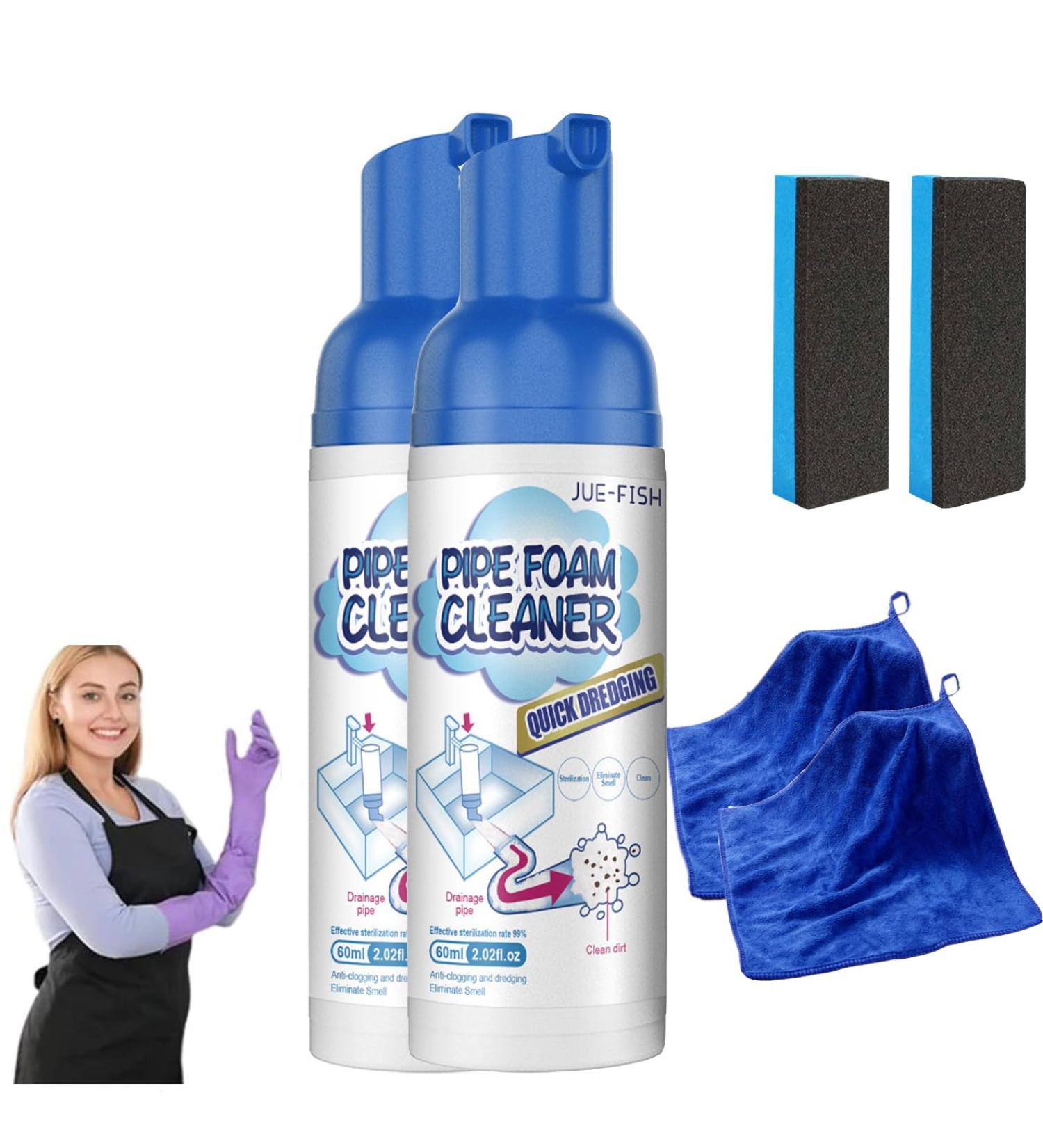 Drain Cleaner Get Out Foaming Drain Cleaner Foam Drain Cleaner for Bathroom Sink Pipe Dredge Deodorant Foam Cleaner Sink and Drain Cleaner Foam Quick Foaming with Sponge and Towel (2PCS) - Buy Online on GoSupps.com