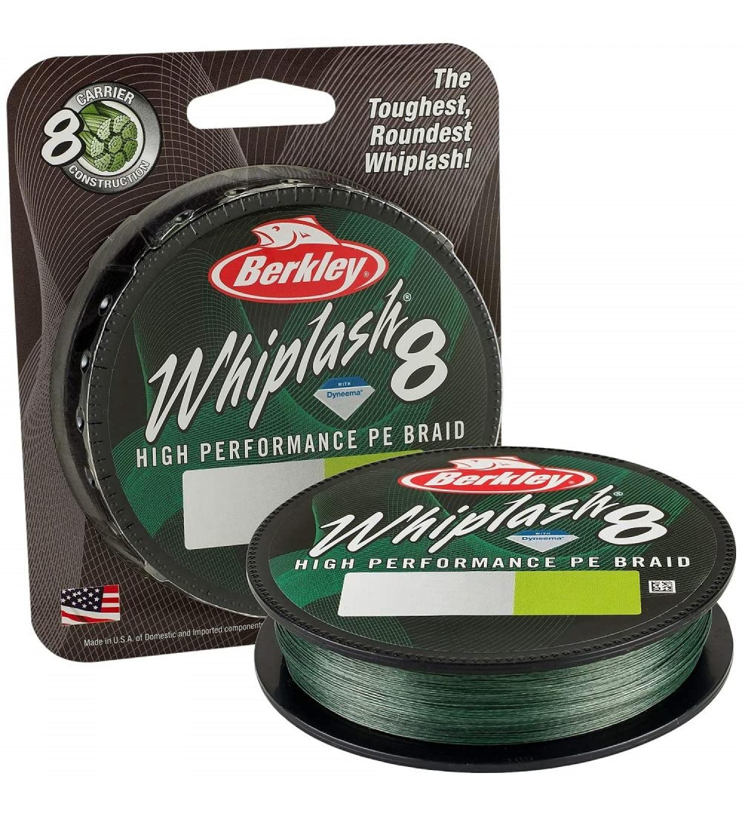 Berkley WhiPlash 8 braided fishing cord- 100 % dyneema 8-fold network for salt water and fresh water fishing green 12.9kg |28LB |300m