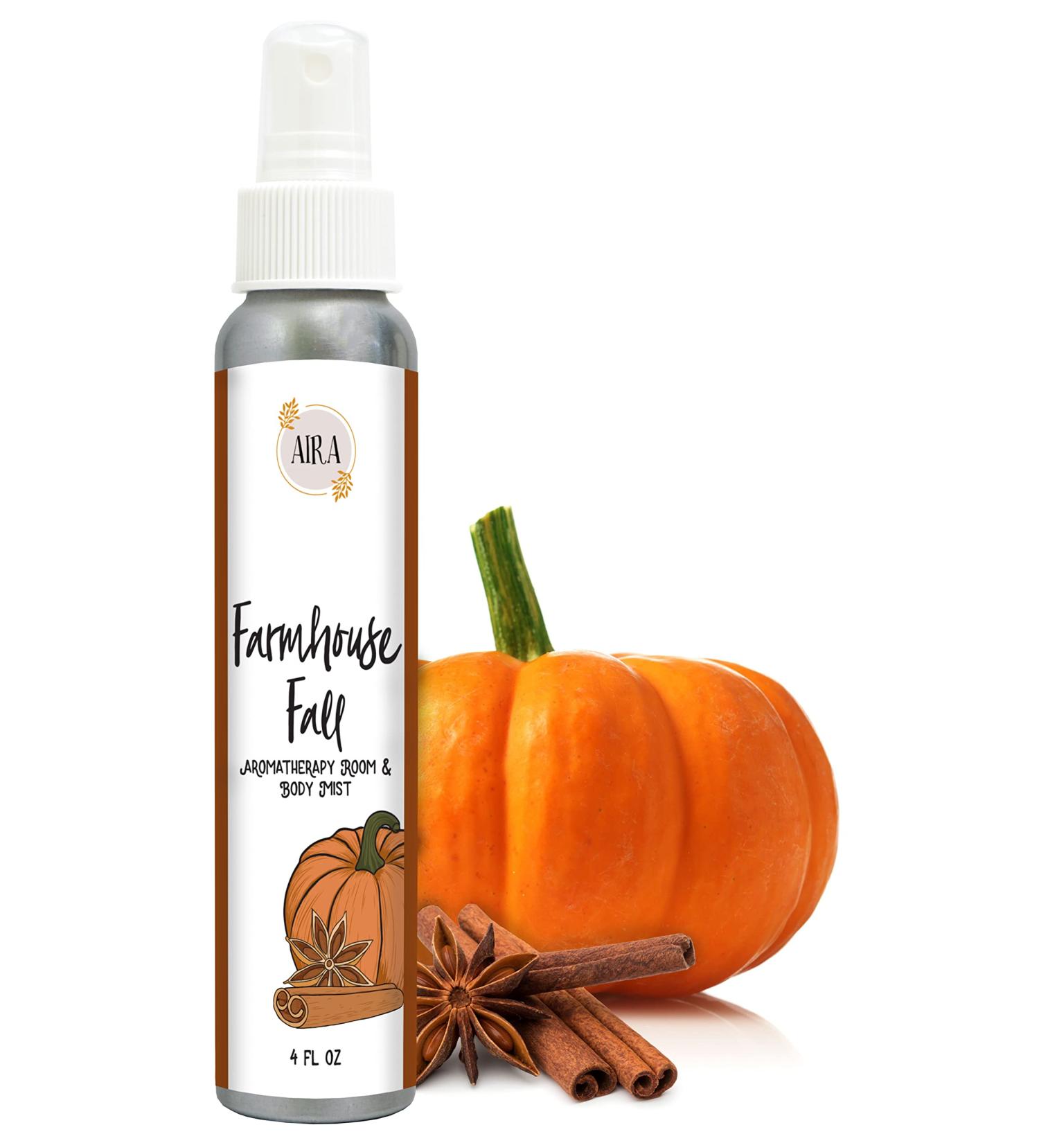 Aira Mist Farmhouse Fall Organic Room Spray - Essential Oil Spray with Organic Ingredients & Therapeutic Essential Oils - Living Room Spray Free of Alcohol & Parabens - Fall Home Fragrance - 4 Ounces Farmhouse Fall 4 Ounce