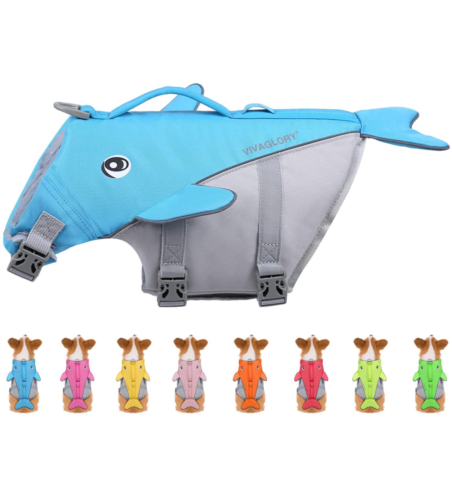 Vivaglory Dog Swim Vest for Small & Medium Dogs - Adjustable Nylon Blue (Size L: 66-79 cm Ribcage Girth) - Perfect for Sporty Swimming Adventures - Buy Online on GoSupps.com