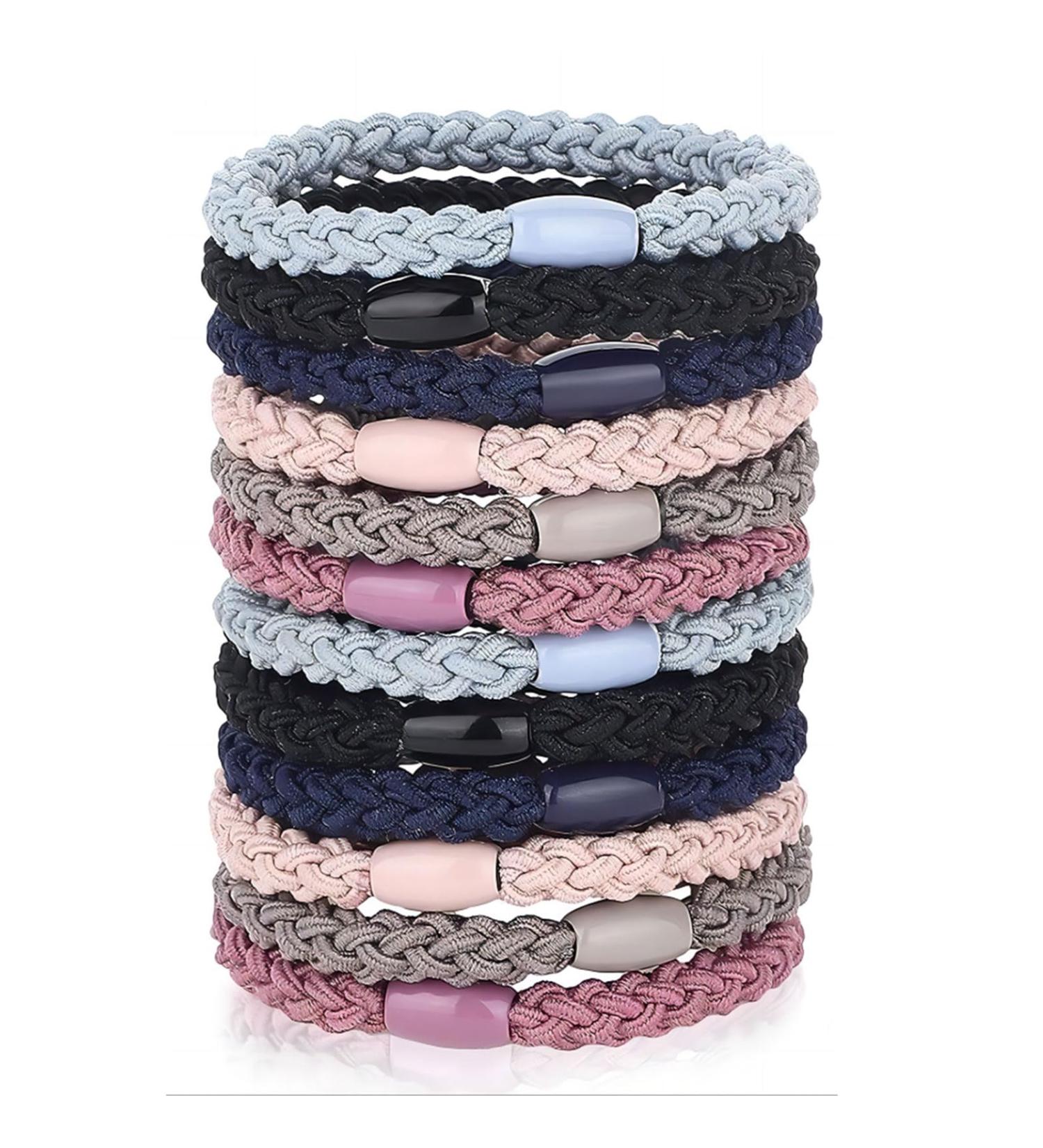 Vhger 12 Pieces Braided Hair Ties Cotton Hair Ties Multicolor Braided Hair Bands Multicolor for Women and Kids Elastic Hair Bands for Women (Mixed Colors) - Buy Online on GoSupps.com