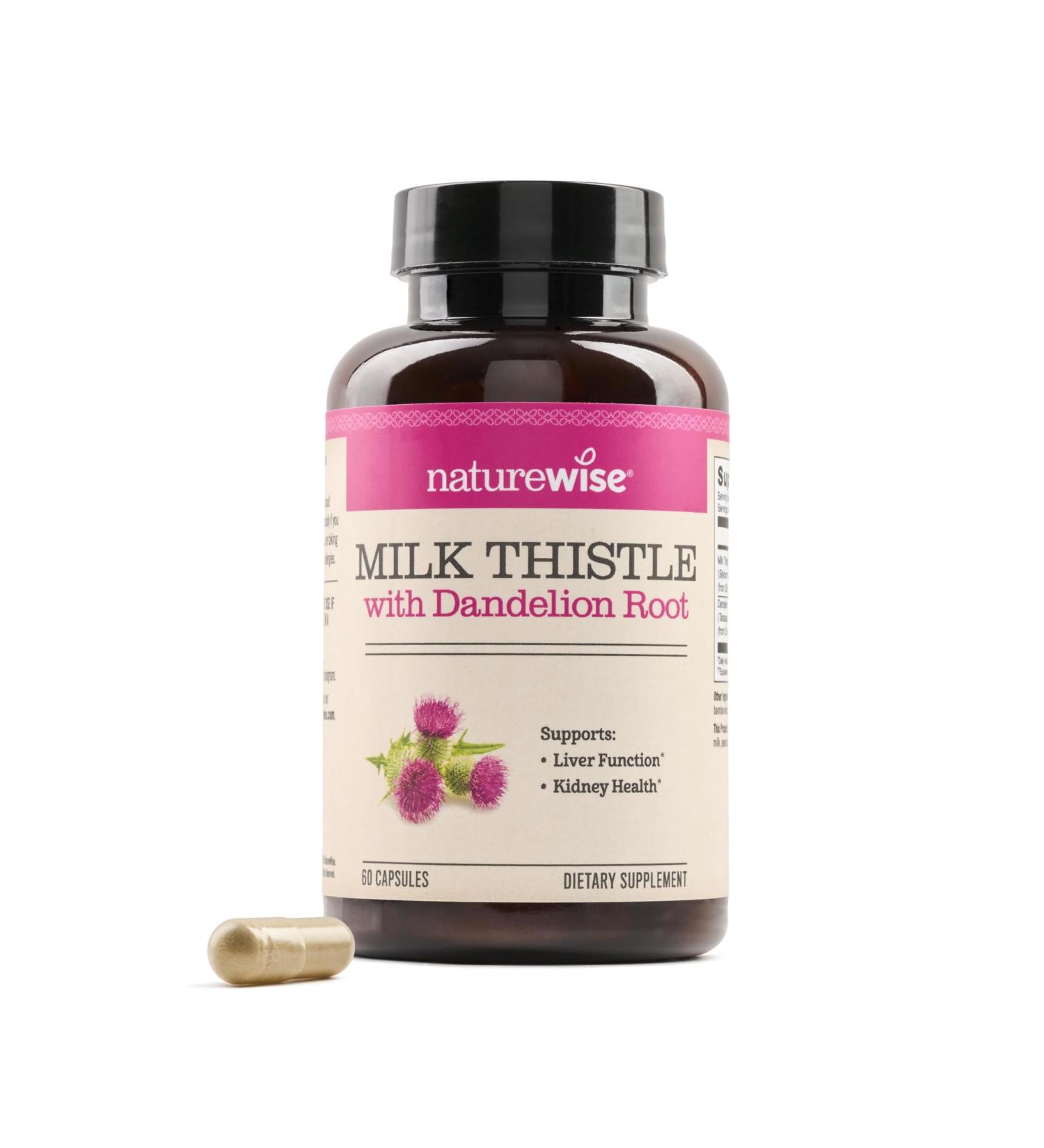 NatureWise Milk Thistle with Dandelion Root - Silymarin - Antioxidant Liver & Kidney Health Support Supplement - Vegan Non-GMO Gluten Free - 60 Count 60-Day Supply 60 Count (Pack of 1) - Buy Online on GoSupps.com