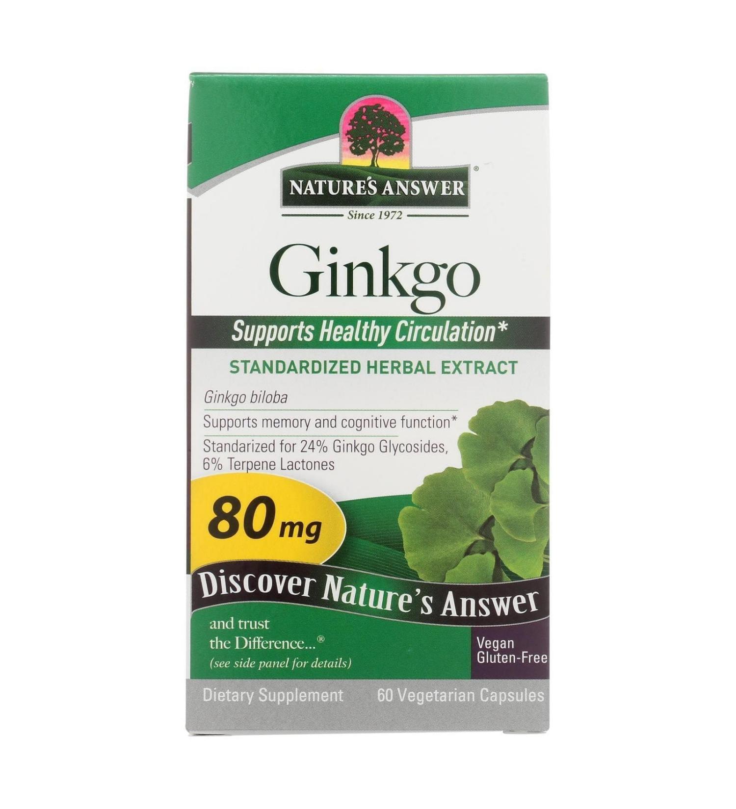 Nature's Answer Ginkgo Leaf Vegetarian Capsules 60-Count