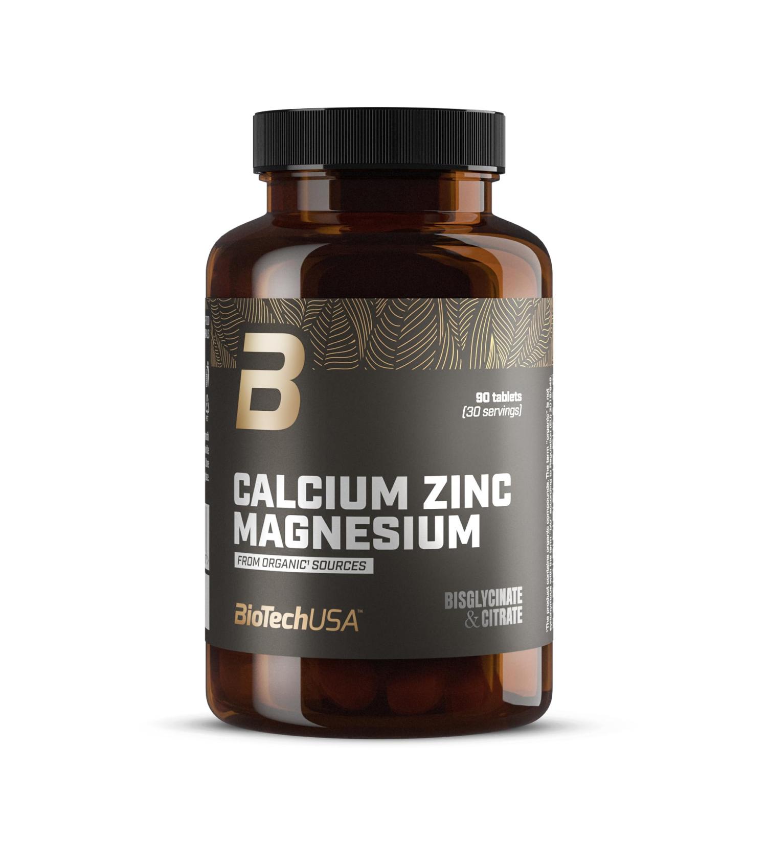 BioTechUSA Calcium Zinc Magnesium from Organic Sources | 4 types de min raux organiques | Formule synergique pour les os les muscles le syst me nerveux et immunitaire 90 comprim s - Buy Online on GoSupps.com