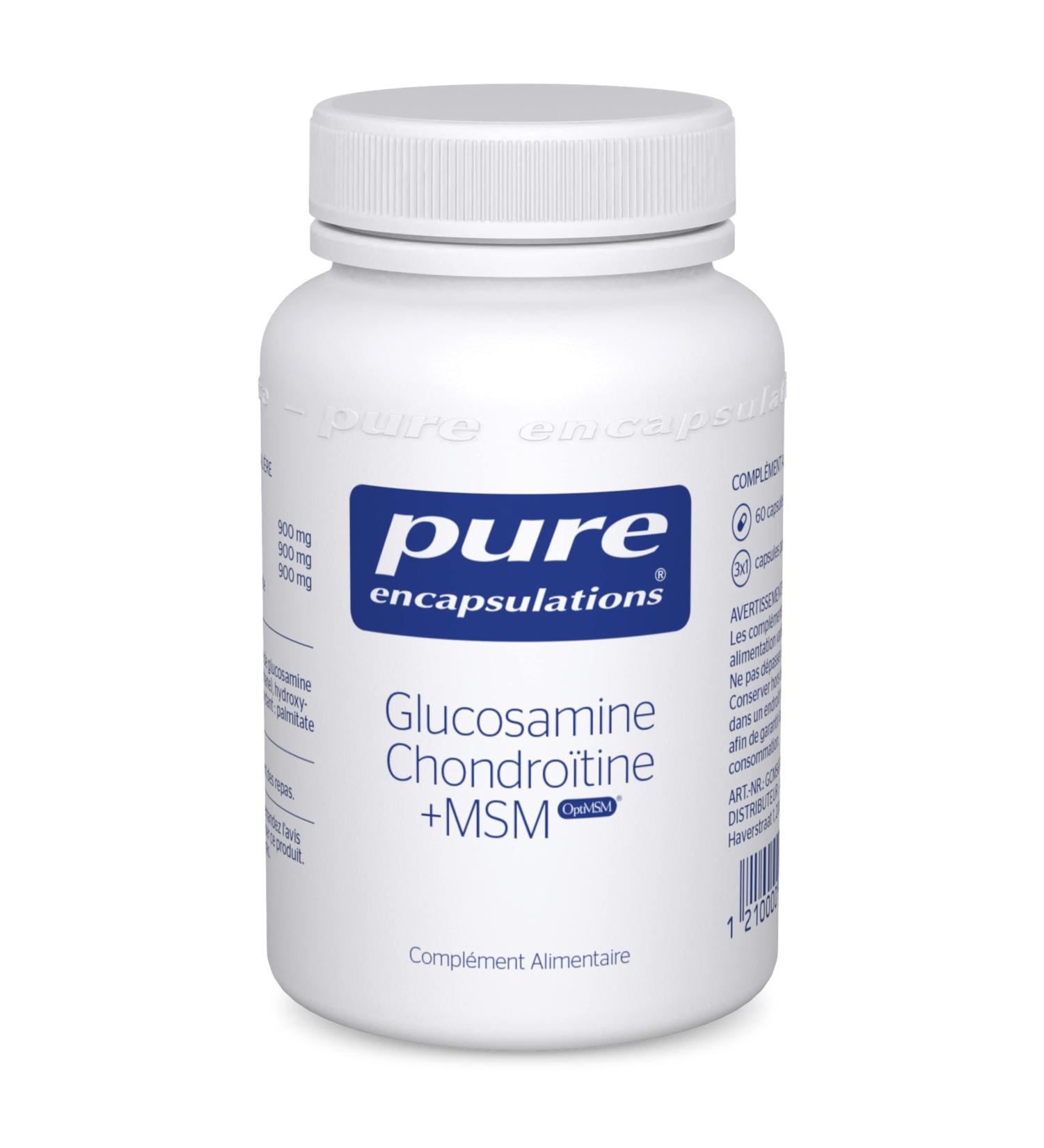 Pure Encapsulations - Glucosamine & Chondroitin + MSM - Promotes Connective Tissue & Joint Health - Cartilage Essential Components - 60 Capsules - Buy Online on GoSupps.com