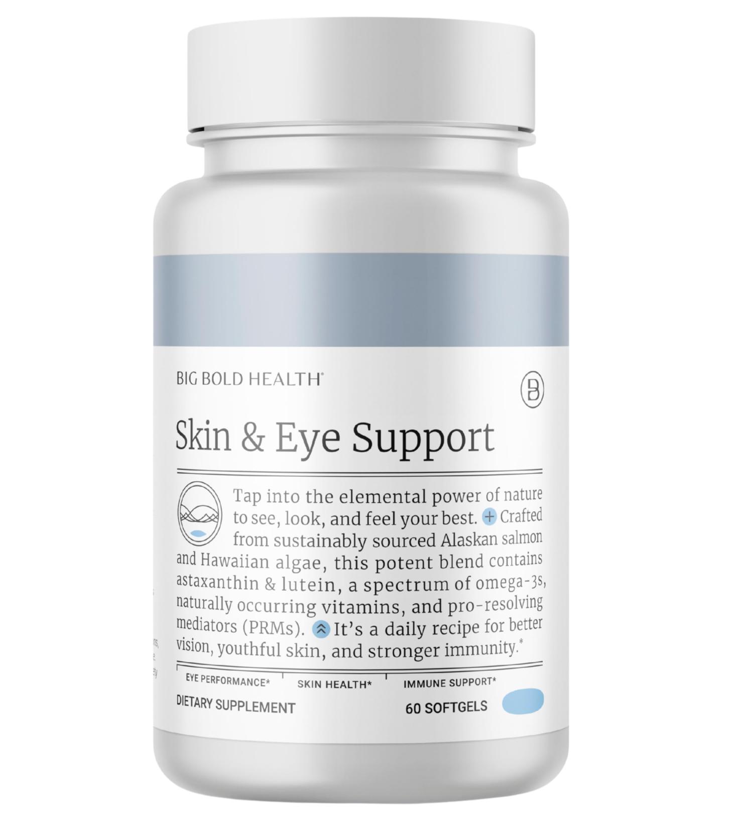 BIG BOLD HEALTH Skin & Eye Support - Omega-3 Complex with Alaskan Salmon Oil DHA Astaxanthin & Lutein for Healthy Eyes & Skin - 60 Softgels - Buy Online on GoSupps.com