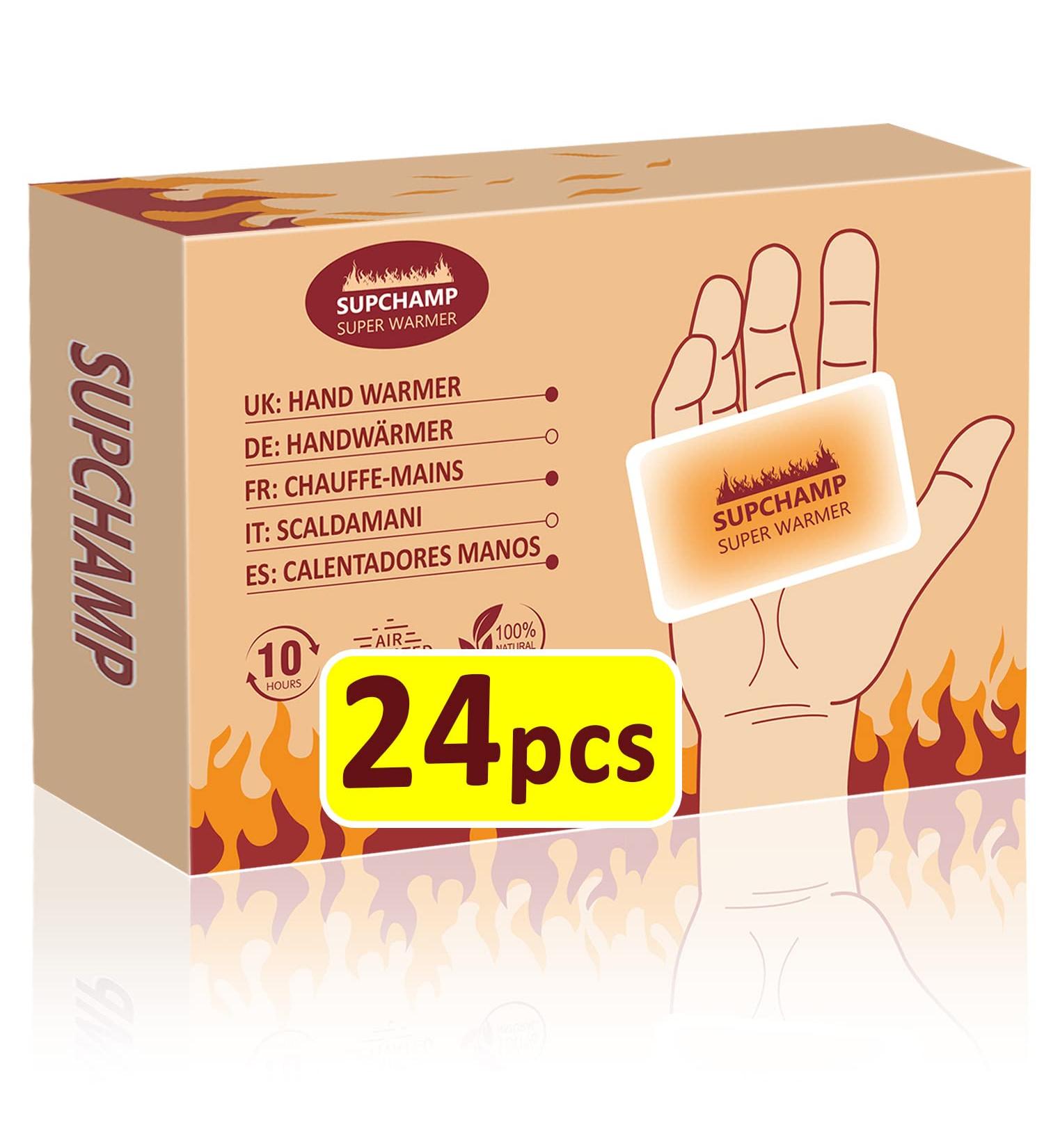 Supchamp Hand Warmers - 12 or 24 Pack Air Activated 10-Hour Pocket Warmers for Ultimate Comfort - Buy Online on GoSupps.com