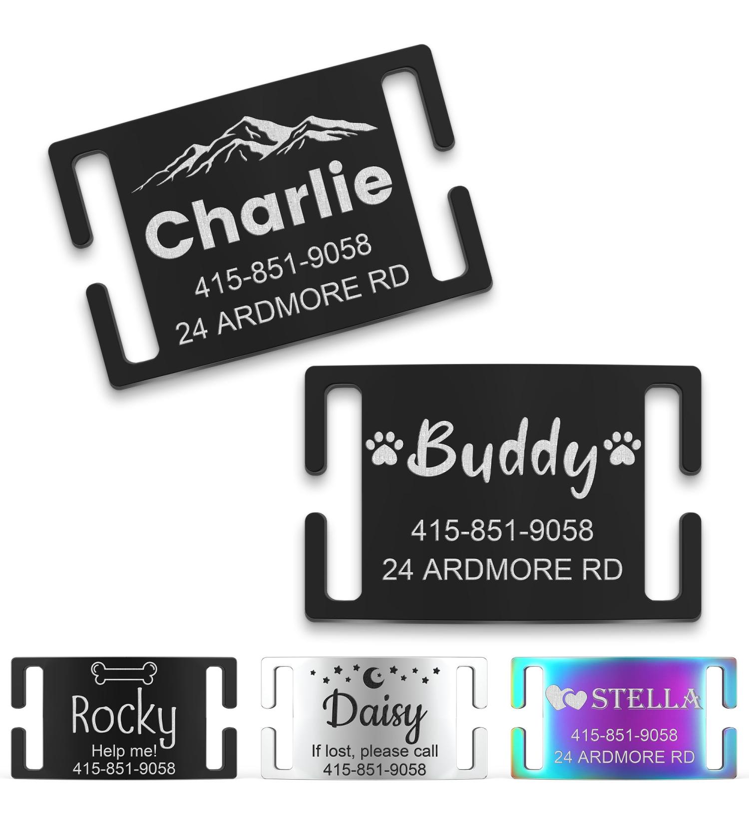 Personalized Gisurey Dog Brand - Durable Engraved Address Tag Noiseless Design & Easy Fastening for Your Four-Legged Friend - Buy Online on GoSupps.com