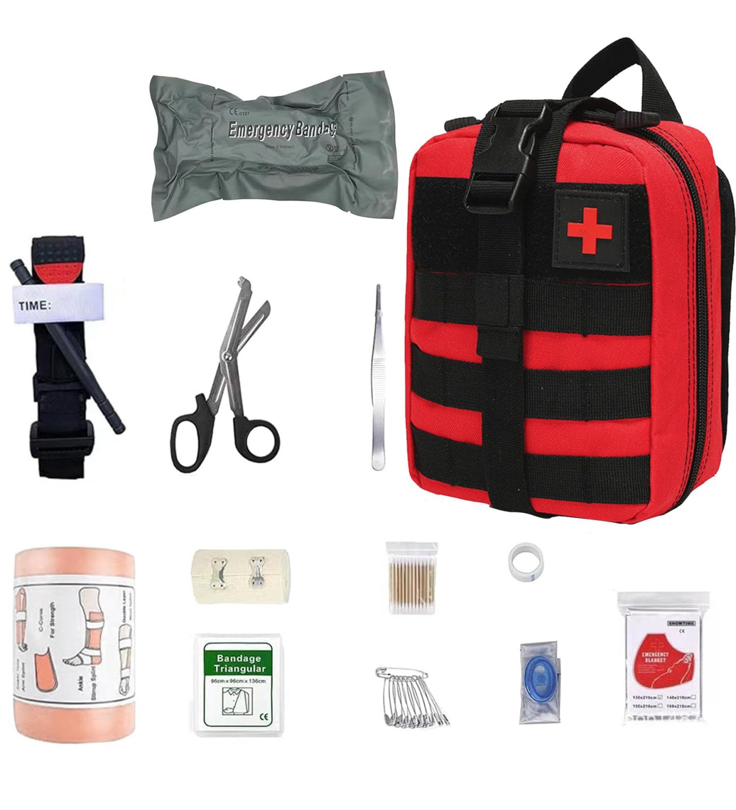 Premium First Aid Set | Tactical Medical Bag for Camping Hiking & Adventure | Trauma Kit for Home Car & Military Survival - Pink - Buy Online on GoSupps.com